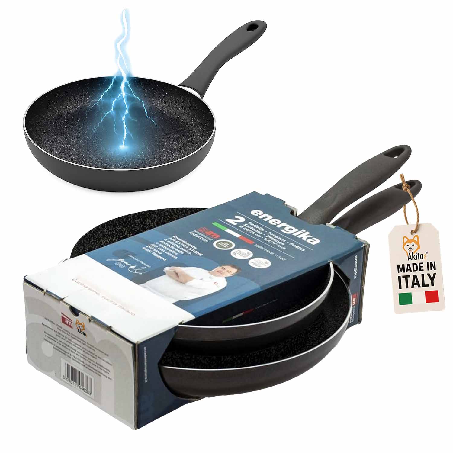 Set Padelle Energika Stone 24-28 cm Antiaderenti Induzione foto 2