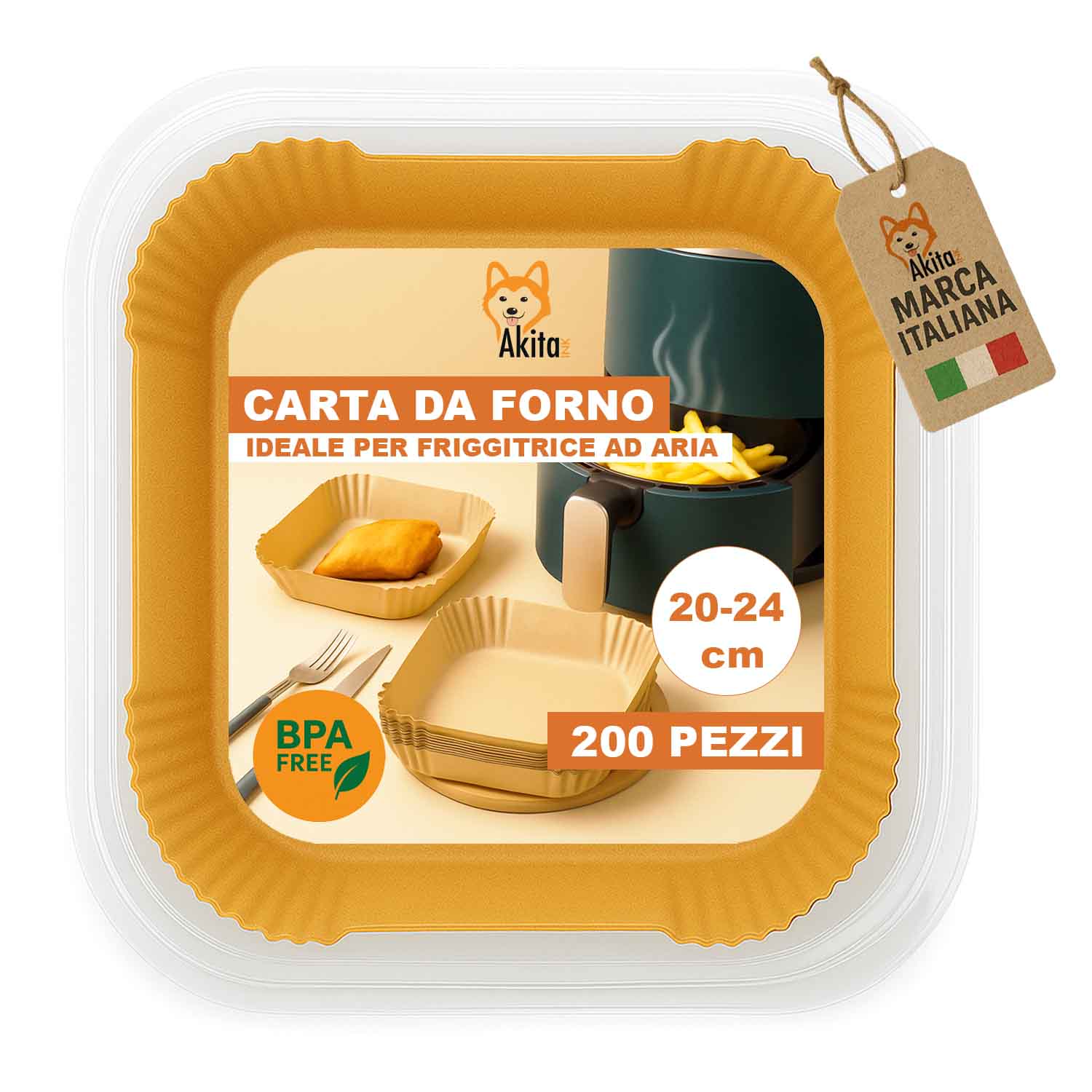 Carta Forno Friggitrice Aria 200 Fogli Quadrati 20-24cm foto 2