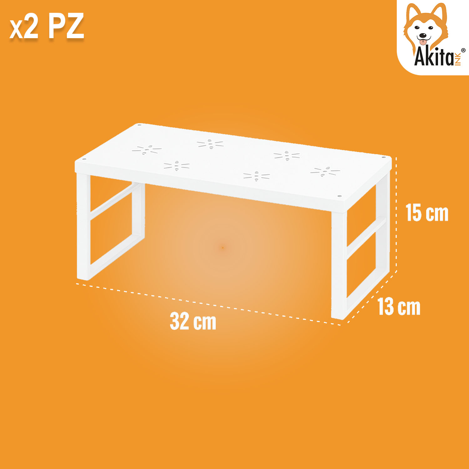 Akitaink Set 2 Scaffali Portaspezie Piccoli Metallo Bianco foto 4