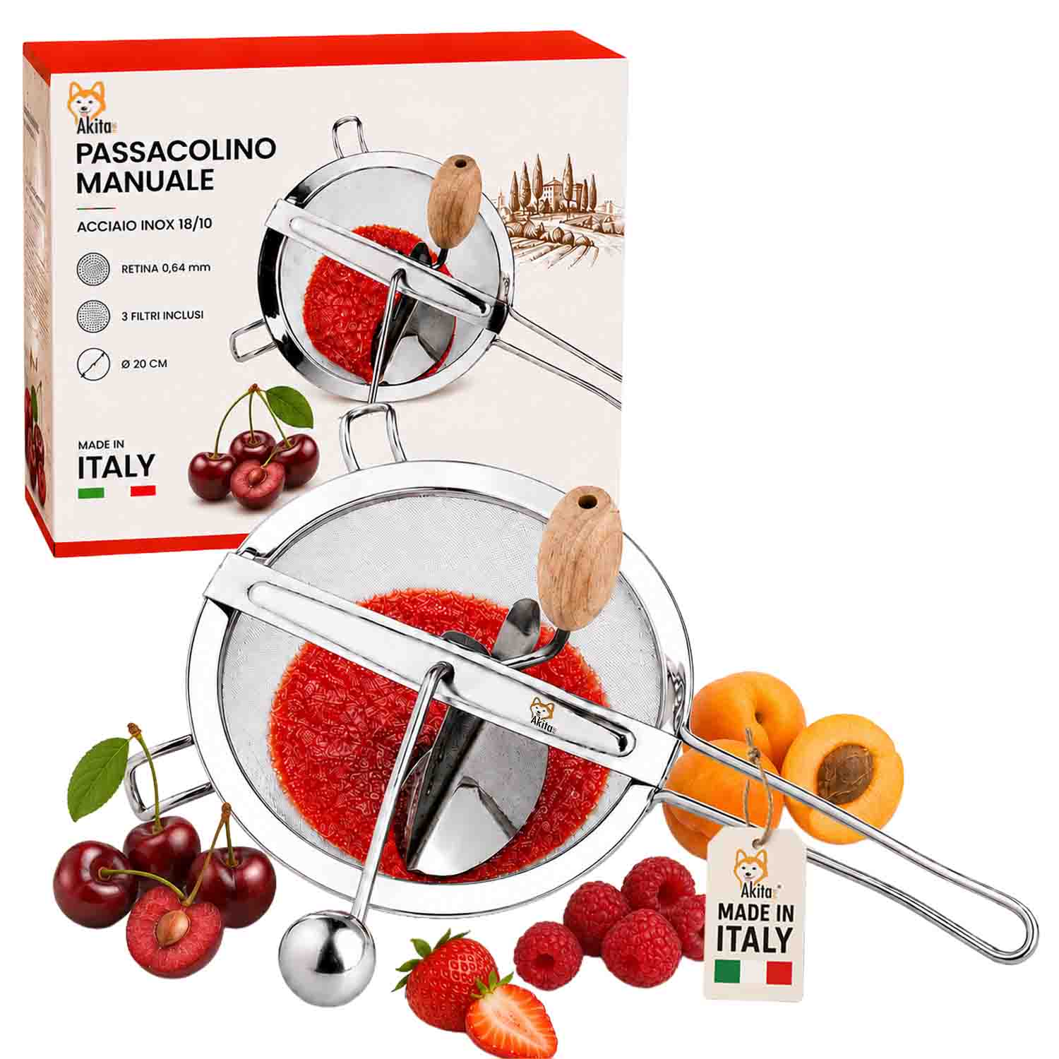 Passacolino 20 cm Retina Fine per Marmellate e Farina foto 2