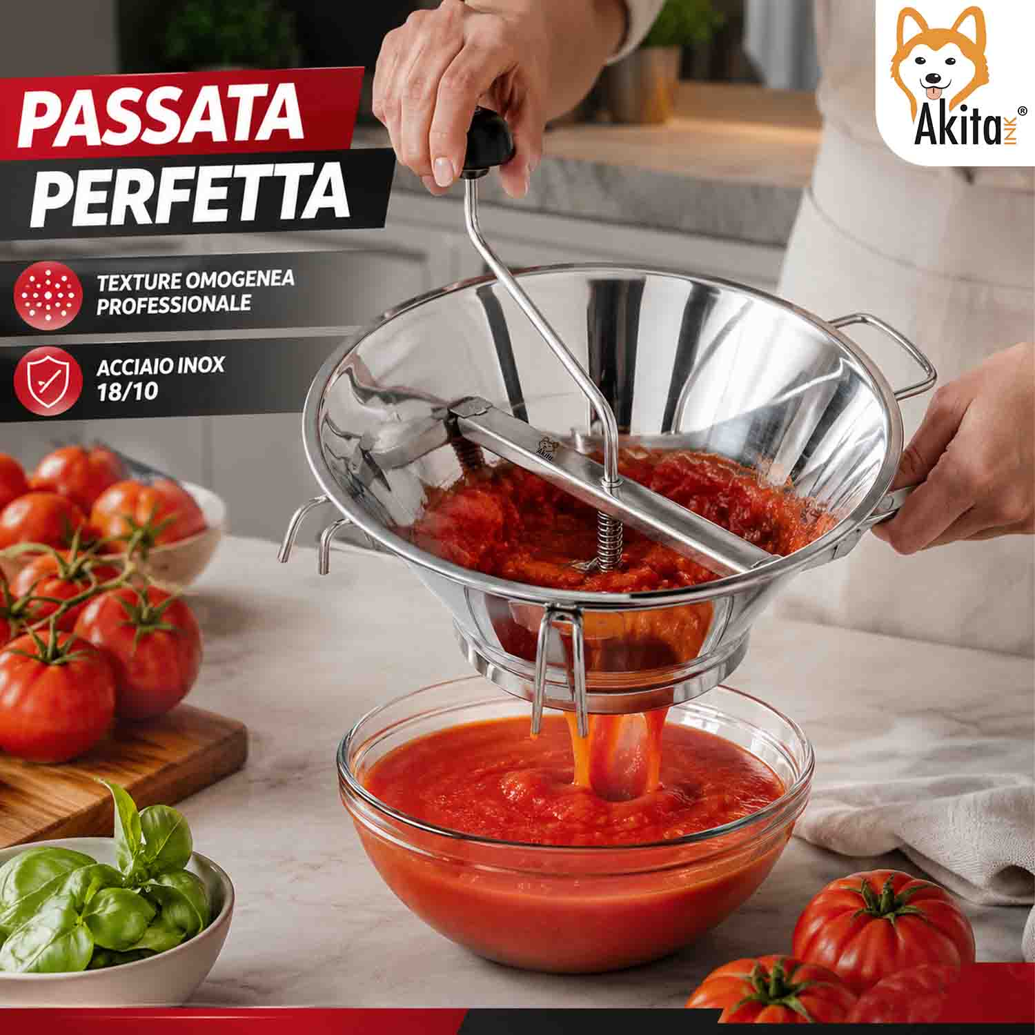 Passatutto 33 cm in Acciaio professionale Chef con 3 Filtri foto 4