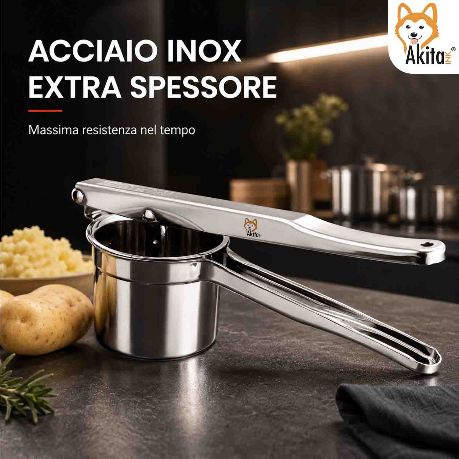 Schiacciapatate Acciaio Inox con Fori 2,5 mm foto 6