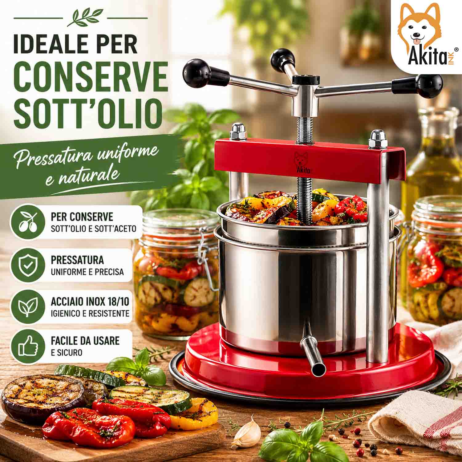 Torchietto Manuale Cucina 1,75 L con Filtro Inox 12 cm foto 3