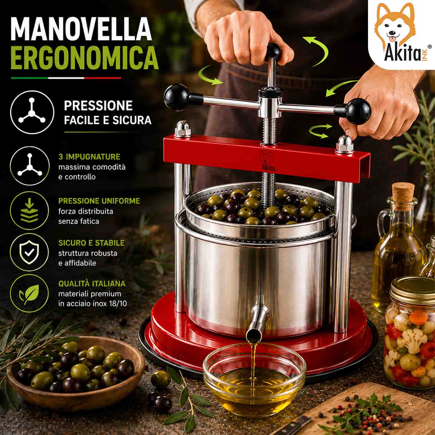 Torchietto Manuale Cucina 1,75 L con Filtro Inox 12 cm foto 5