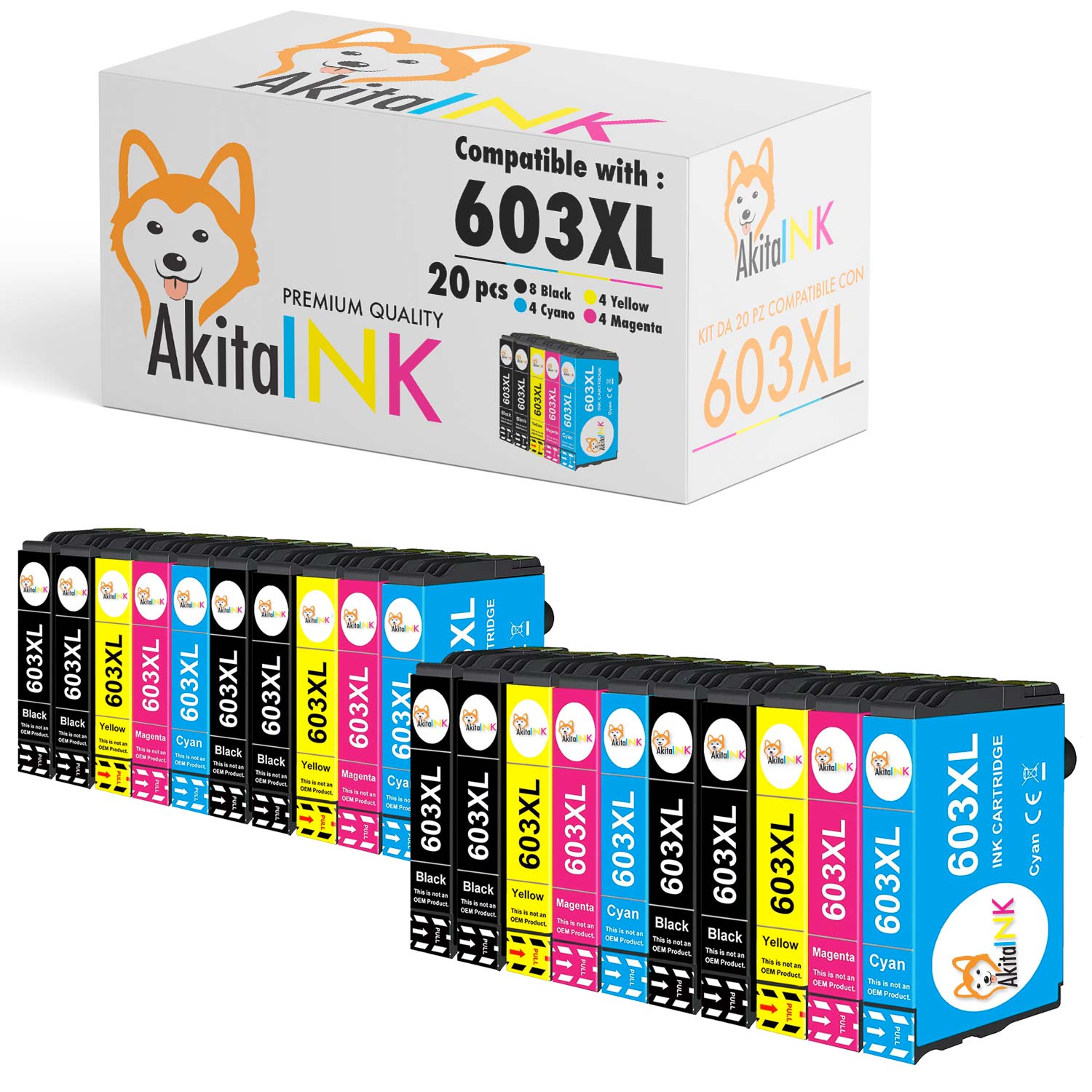 20 Cartucce Epson 603XL Compatibile per 603 XL (C13T03A64010) Nero - colore foto 2