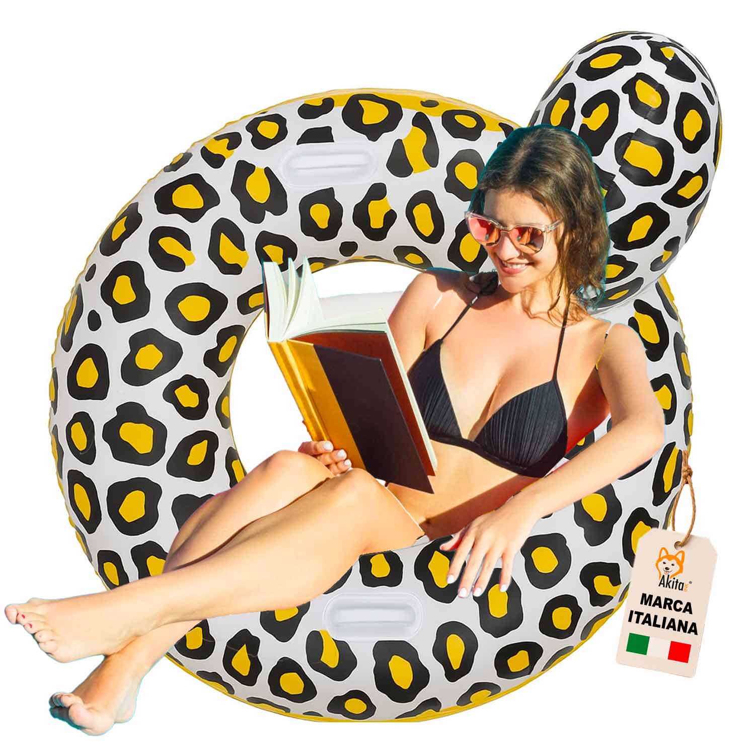 Ciambella salvagente gonfiabile leopard 107 cm con maniglie.