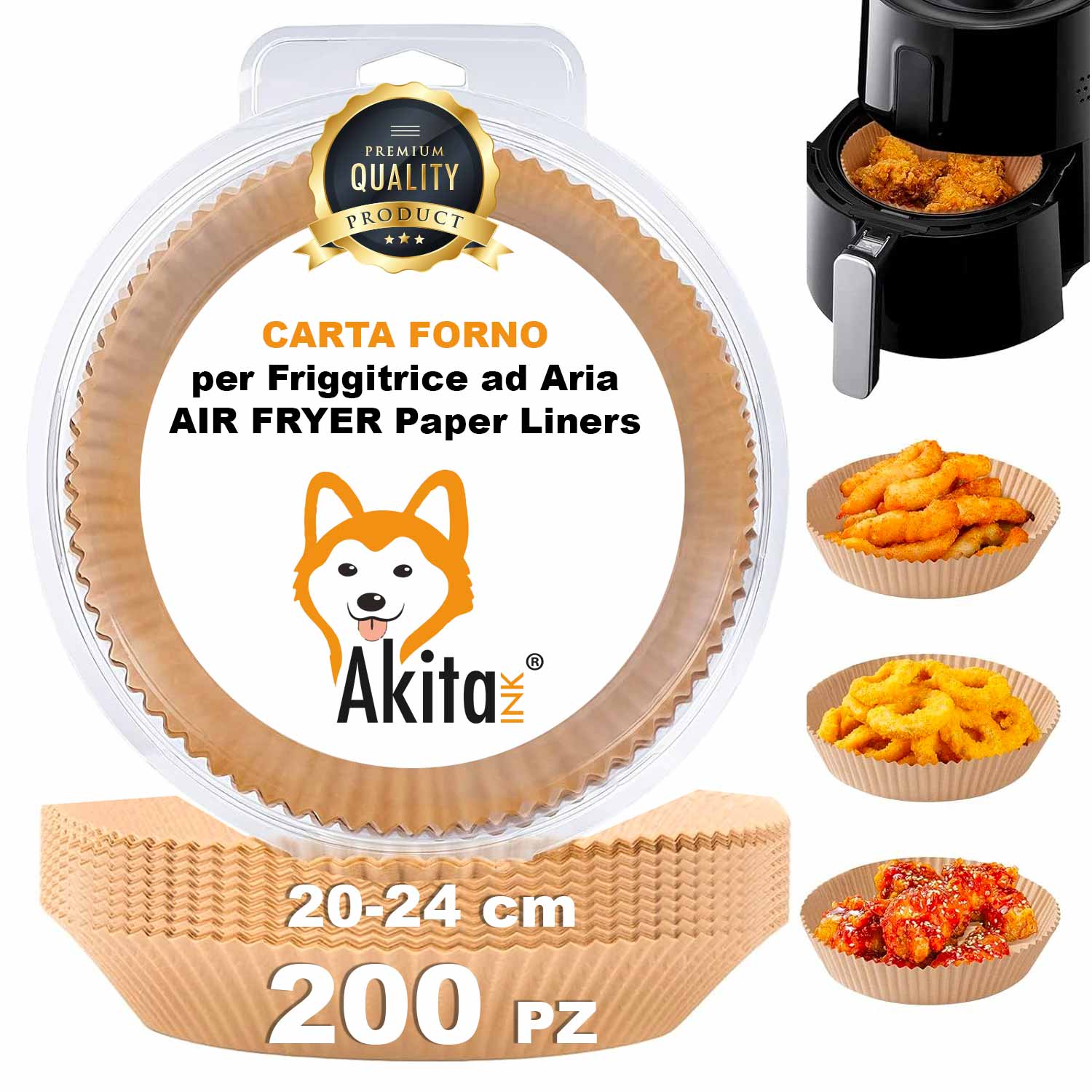 Carta per Friggitrice ad Aria Antiaderente 200 Fogli da Forno 20-24 cm Rotonda foto 2