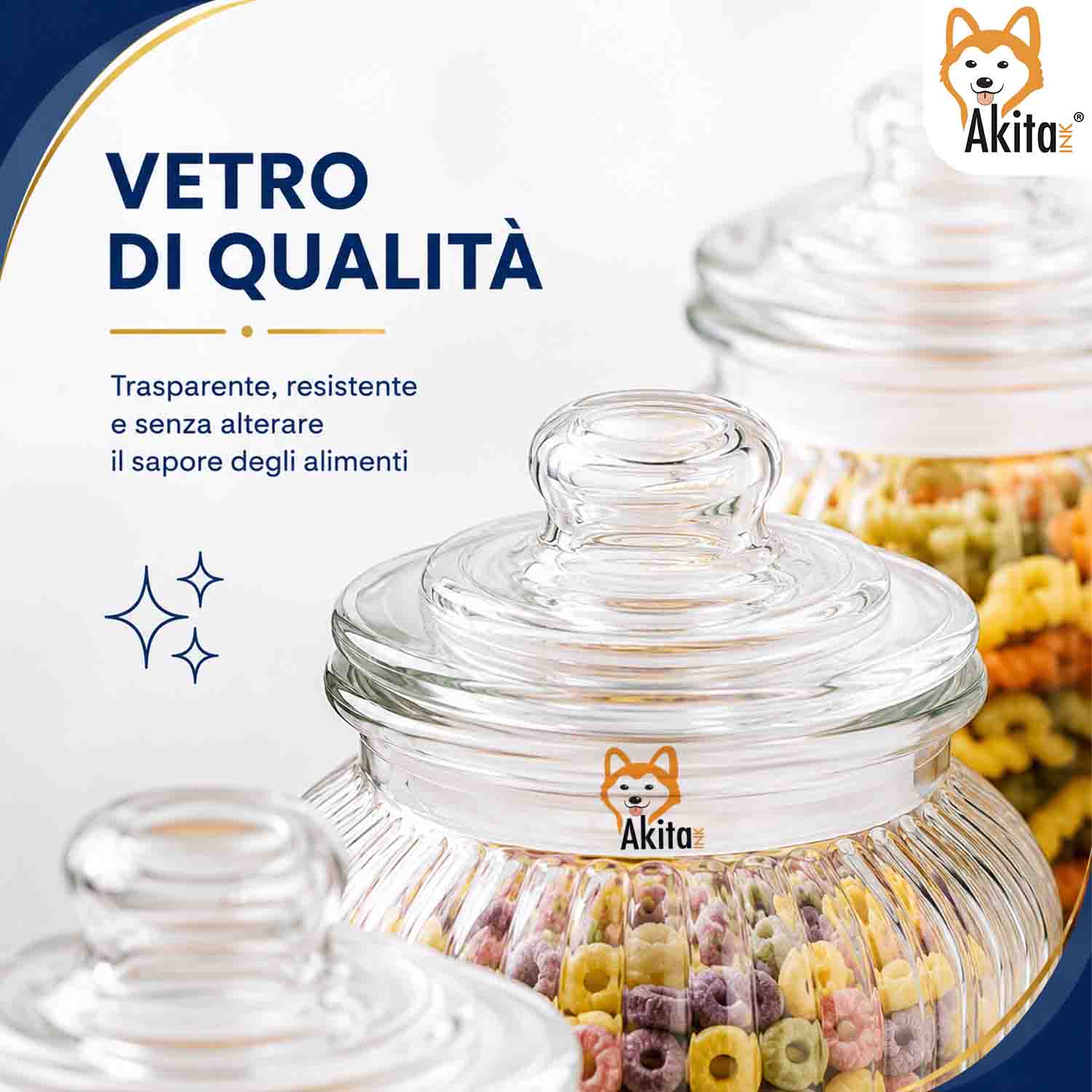 Tris Barattoli in Vetro 700 ml con Tappo Vetro foto 4