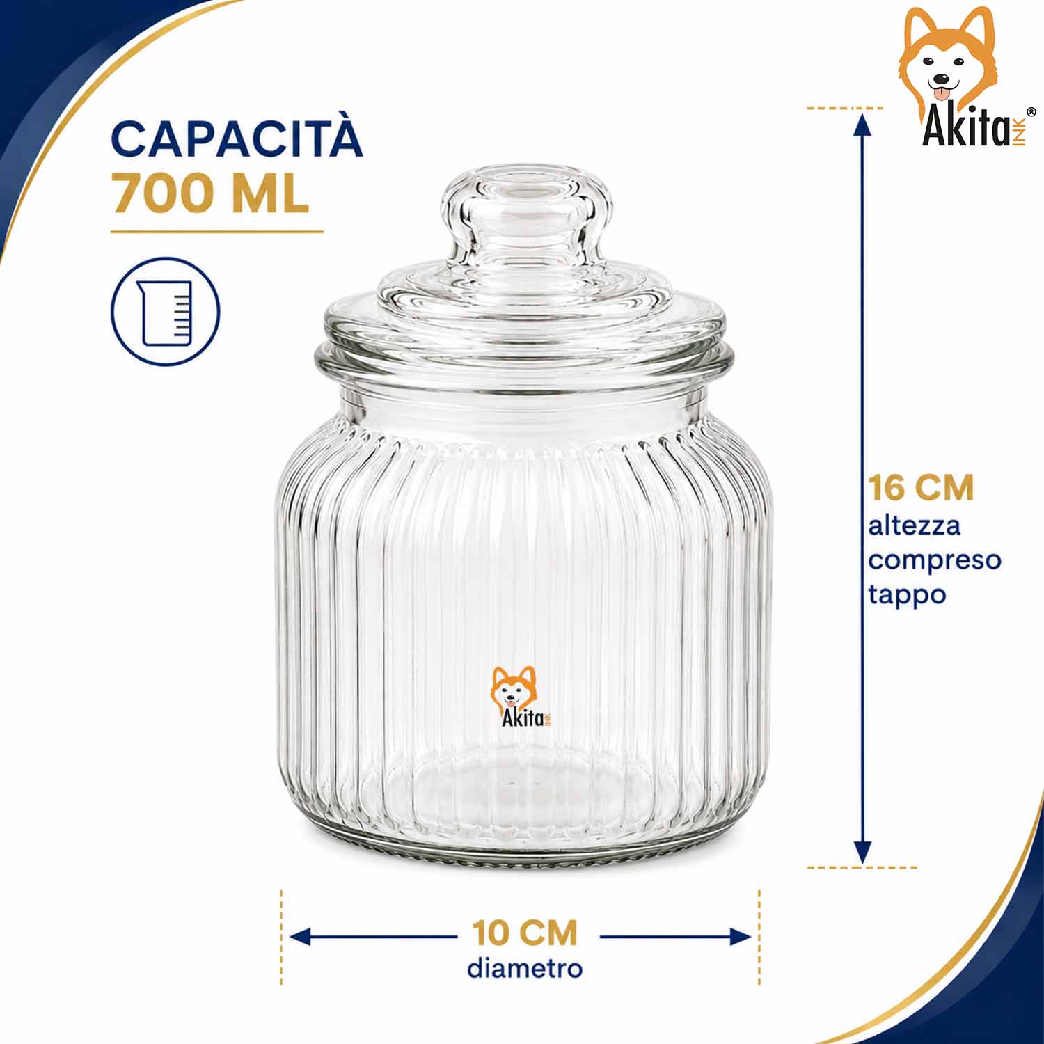 Tris Barattoli in Vetro 700 ml con Tappo Vetro foto 5