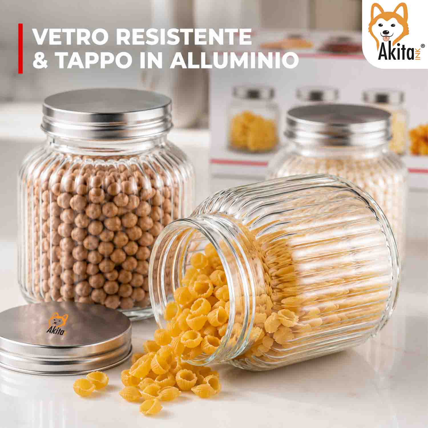 Tris Barattoli in Vetro 790 ml con Tappo Alluminio foto 6