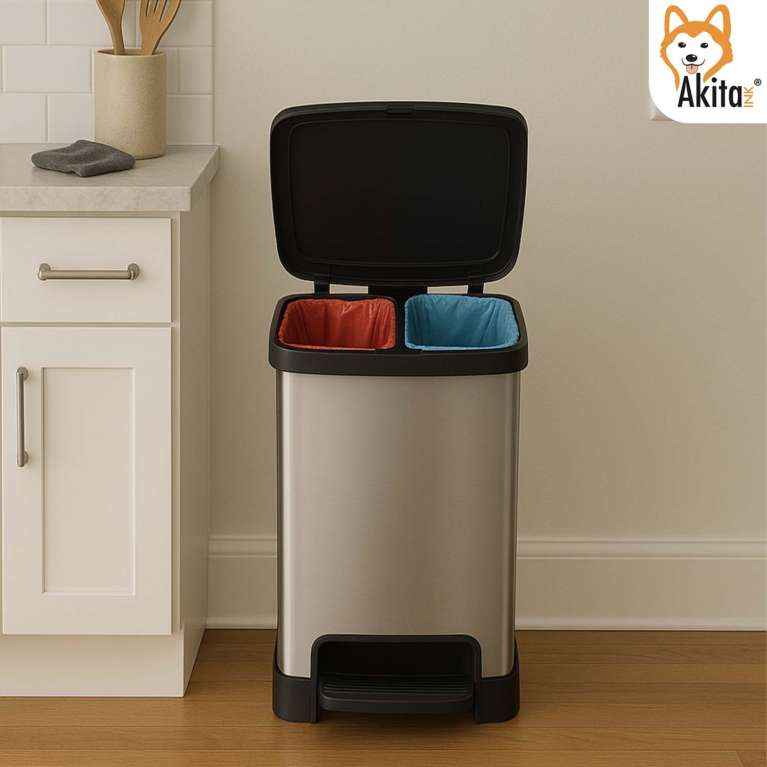 Pattumiera a Pedale 50L Soft close Doppio Scomparto foto 3