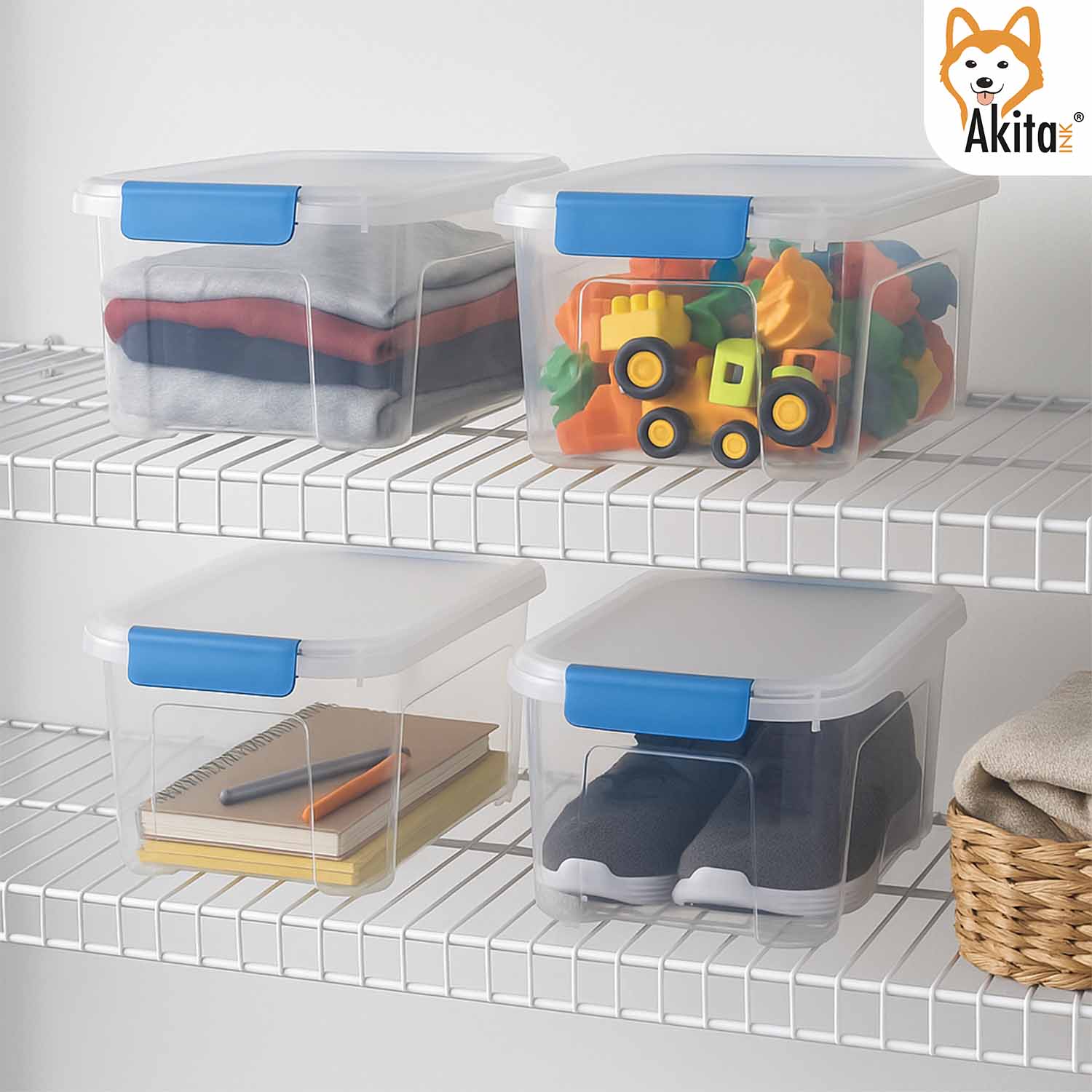 Set 4 Contenitori Plastica Trasparenti Akitaink con Clip foto 5