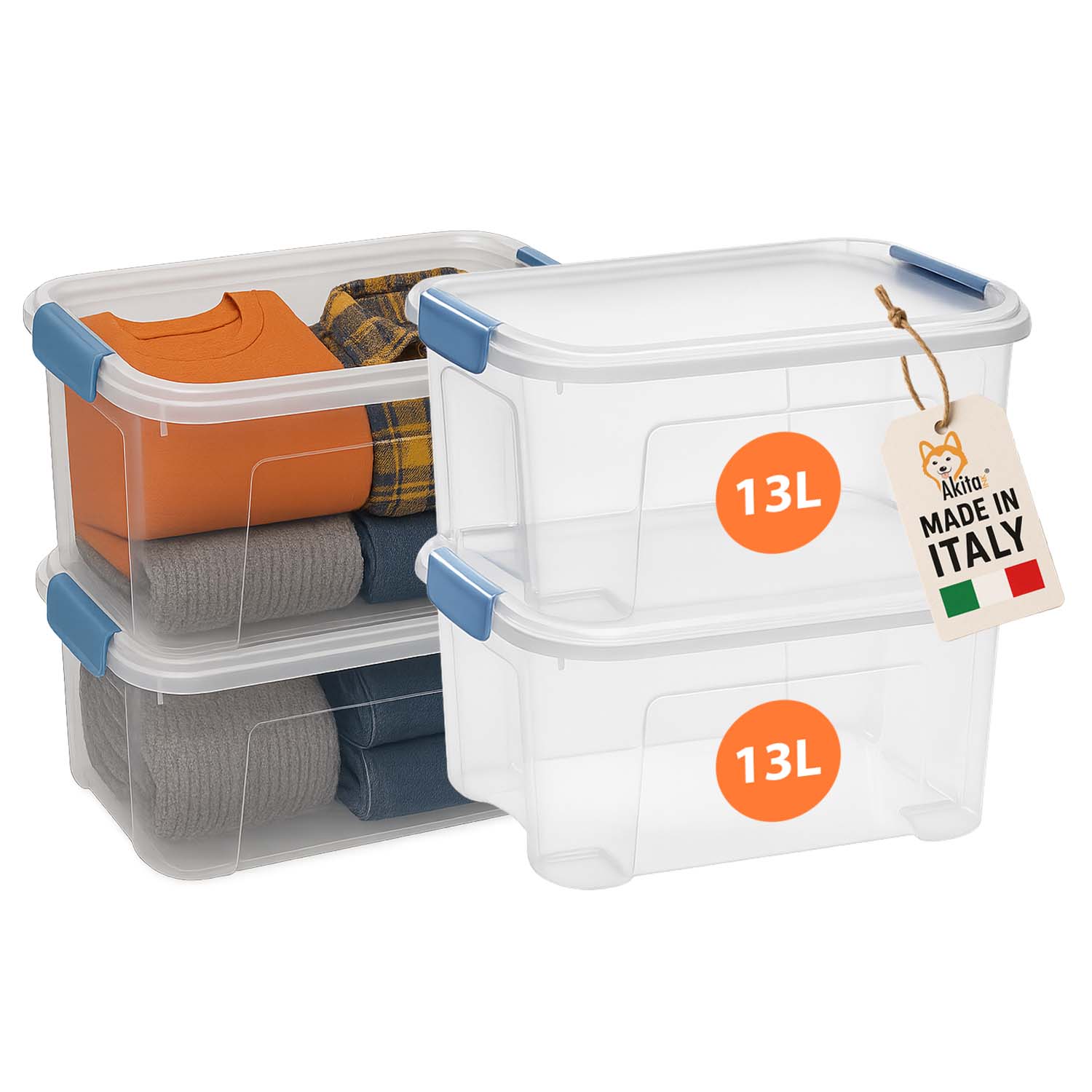 Set 4 Contenitori Plastica Trasparenti Akitaink con Clip foto 2