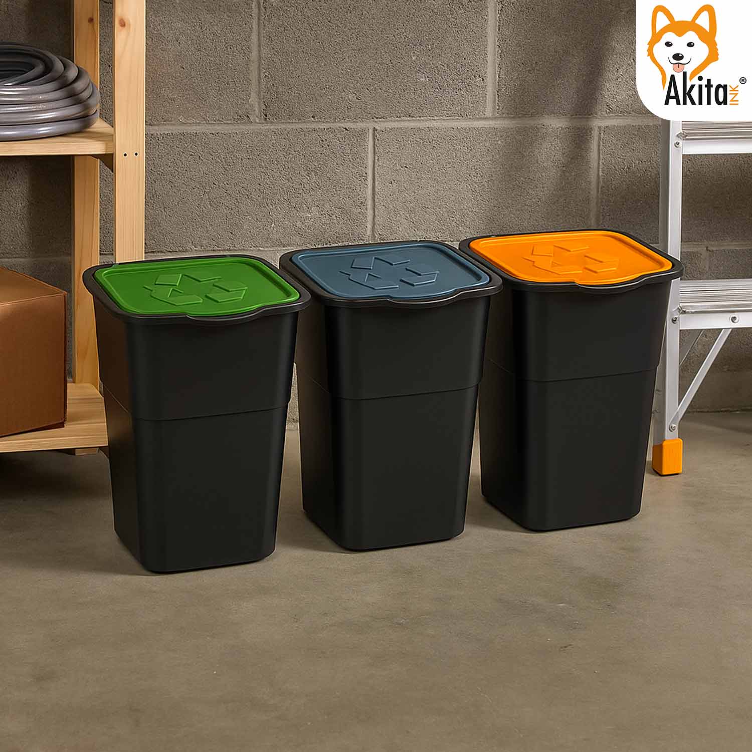 Pattumiera 3 Scomparti 50L per Raccolta Differenziata AKIECO3 foto 6