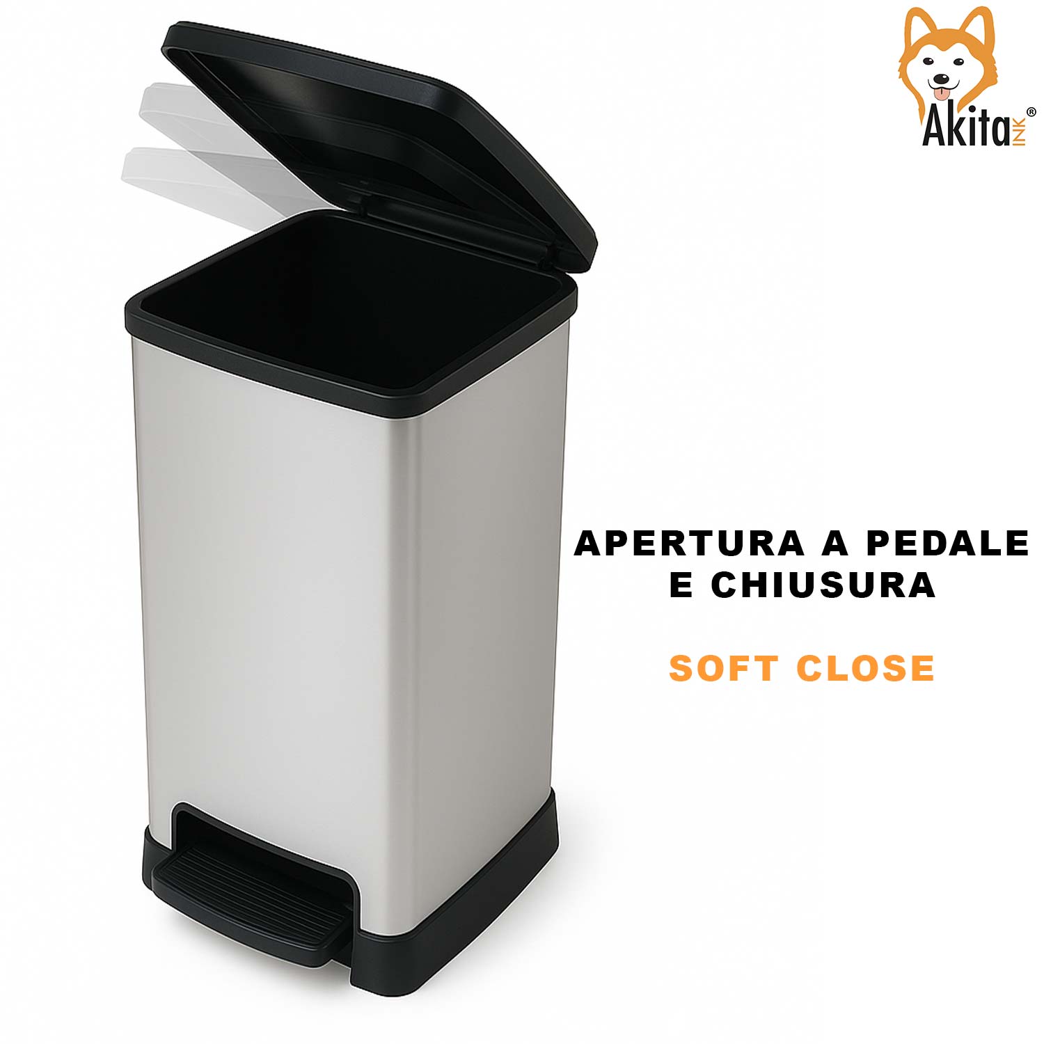 Pattumiera a Pedale 50L Soft close Doppio Scomparto foto 6