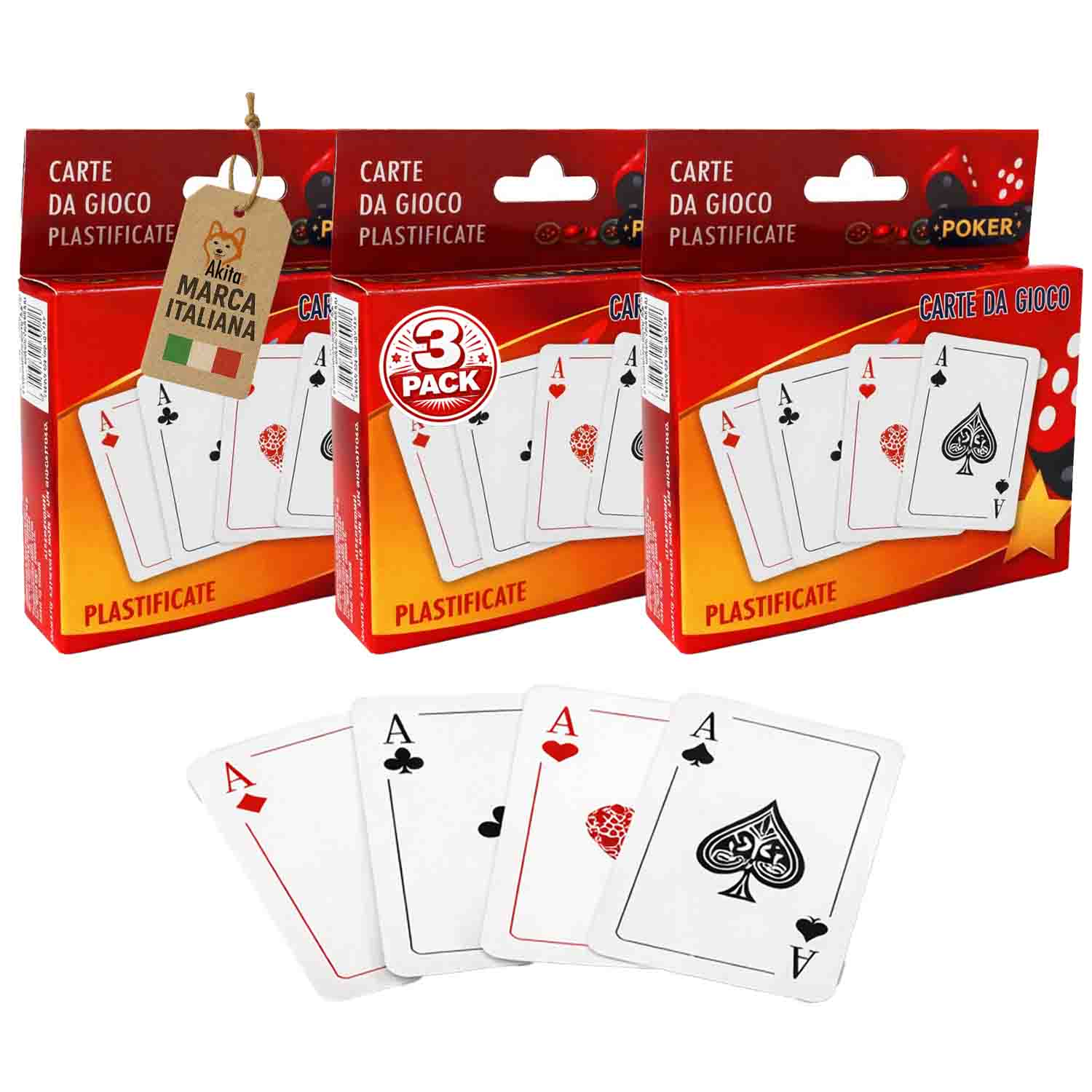 Akitaink Carte da Gioco Poker Plastificate 3 Mazzi foto 2
