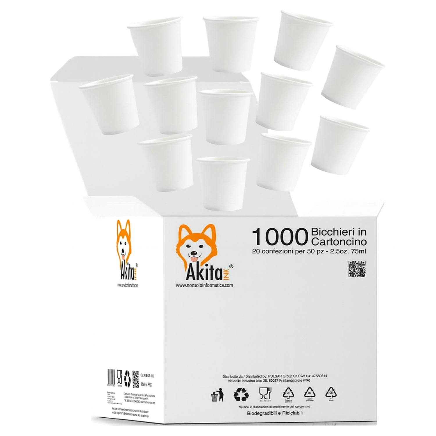 1000 Bicchierini Caffè Carta 75ml - Biodegradabili Bianchi foto 2