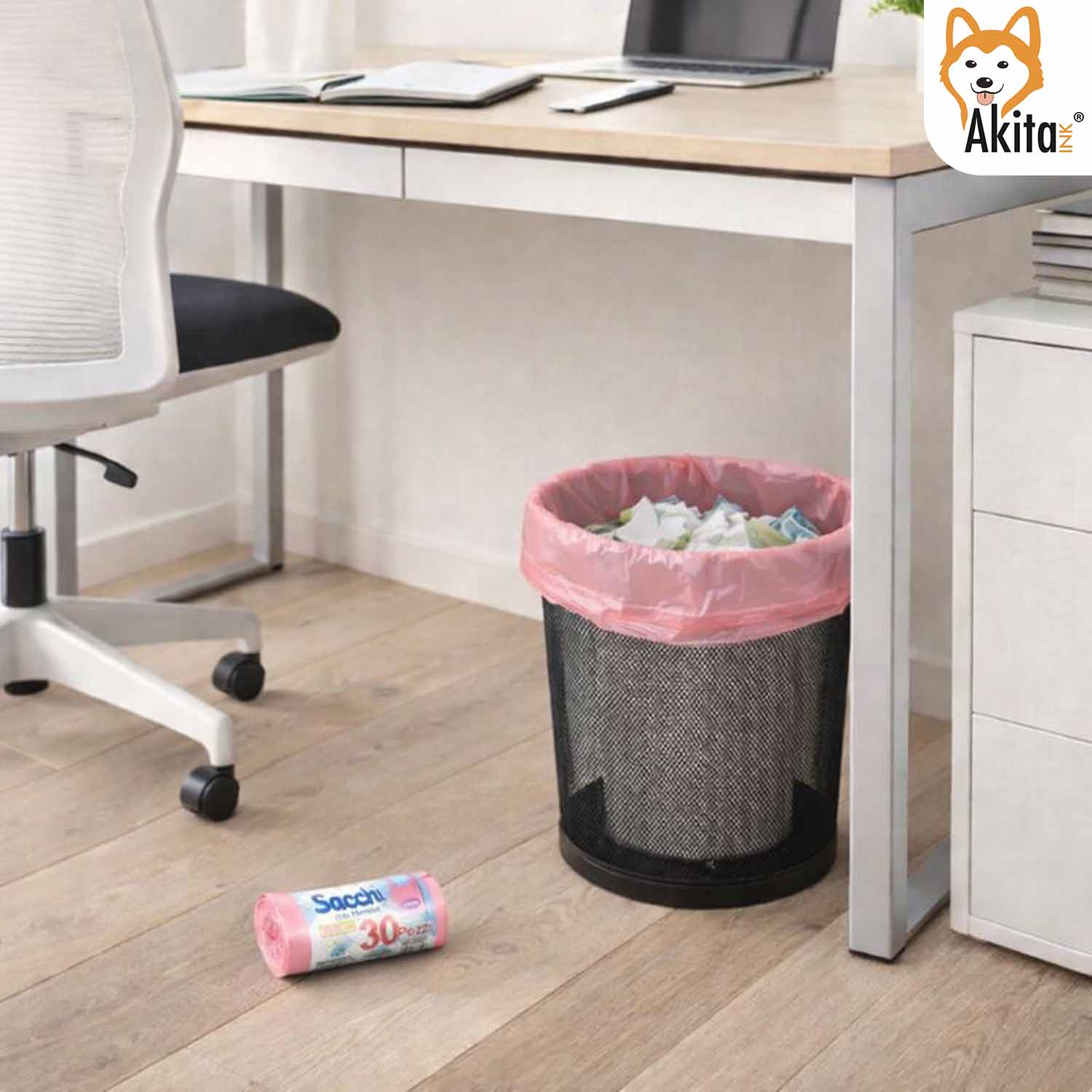 120 Sacchi Nettezza Antiforo Con Manici 40x55 cm Rosa foto 3