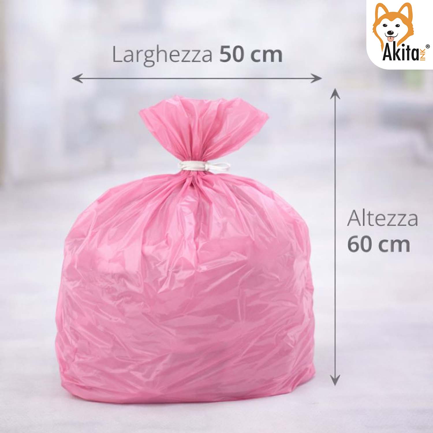 120 Sacchi Nettezza Antiforo Con Manici 50x60 cm Rosa foto 4