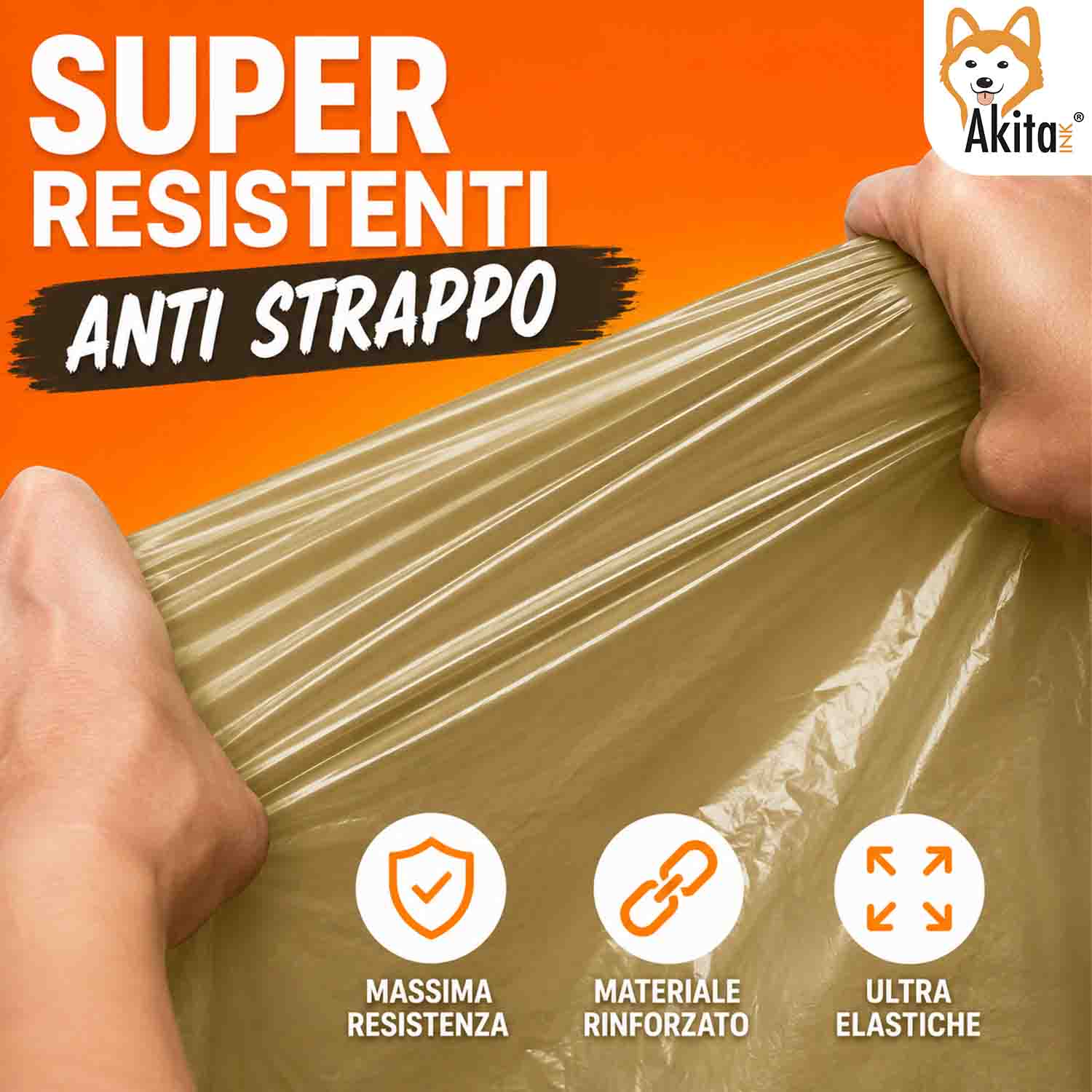 Akitaink Sacchi Spazzatura Grandi 90x120 Ambra - 40pz foto 5
