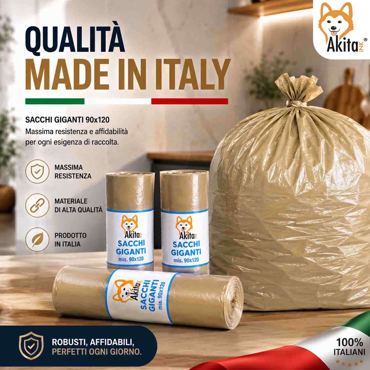 Akitaink Sacchi Spazzatura Grandi 90x120 Ambra - 40pz foto 6