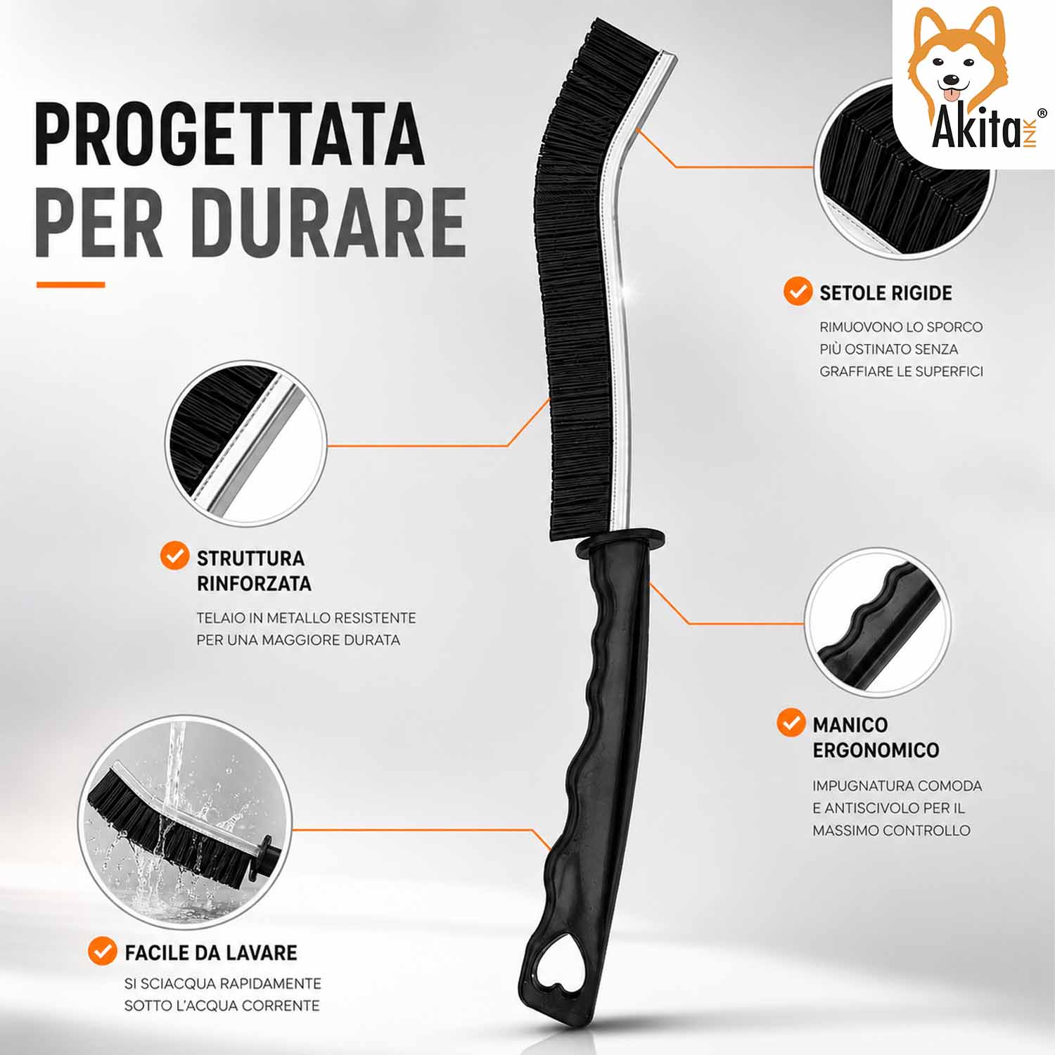 Set 4 Spazzole Pulizia Fessure Setole Dure Multifunzione foto 6