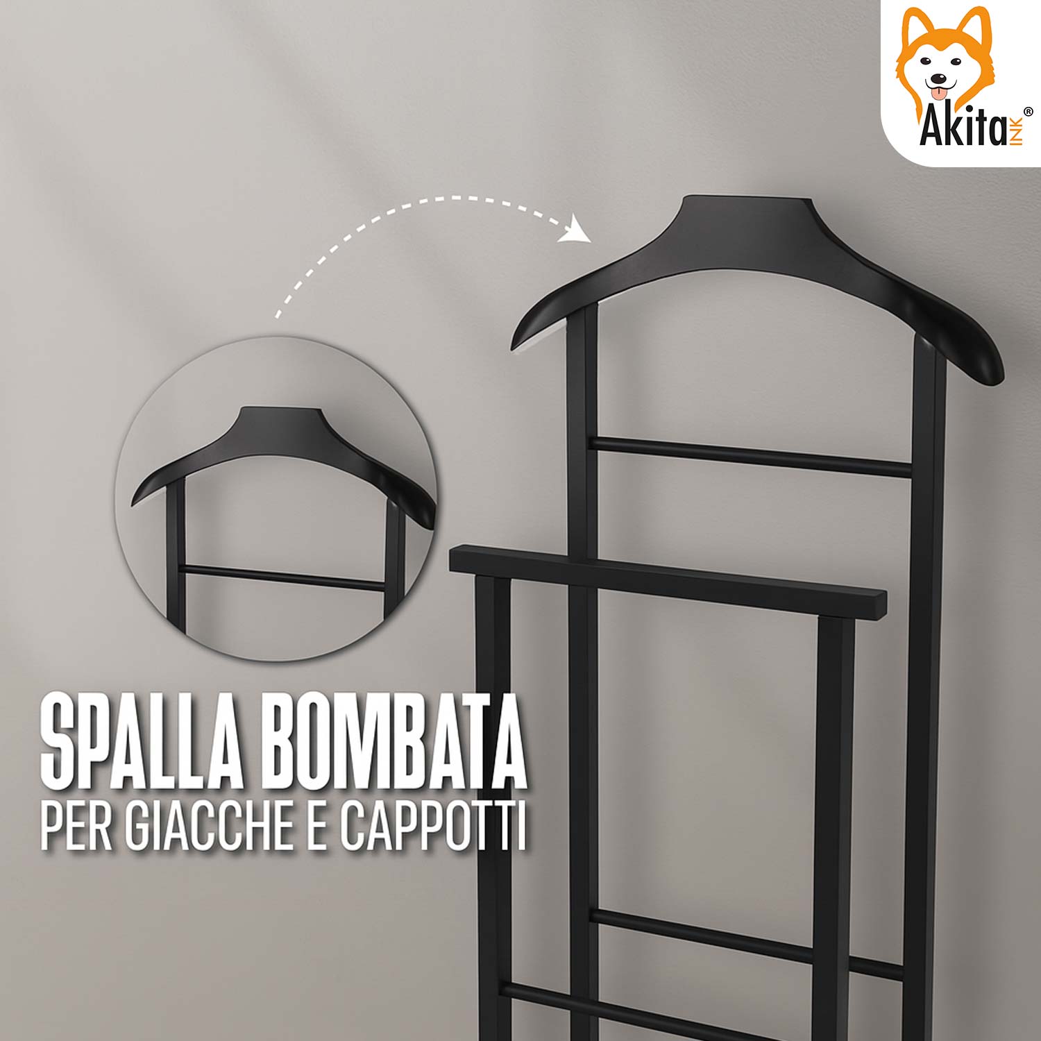 Indossatore Appendiabiti Da Camera, Servo Muto in Legno Nero foto 4