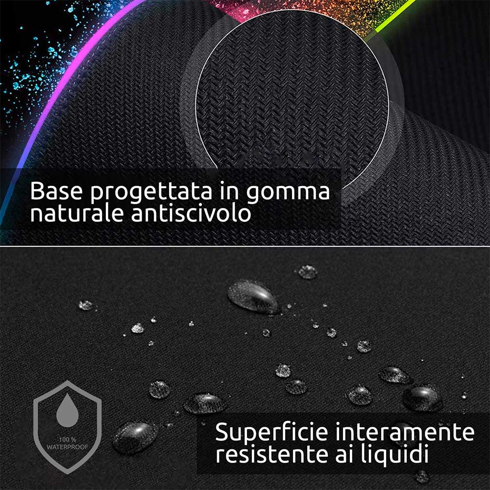 Tappetino mouse RGB xxl 900x400x4mm da gaming grande per scrivania antiscivolo foto 5