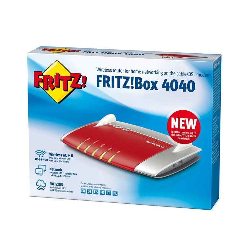 ROUTER FRITZ BOX 4040 - WIRELESS-N 450MBPS DUAL BAND (2.4 GHZ / 5 GHZ)