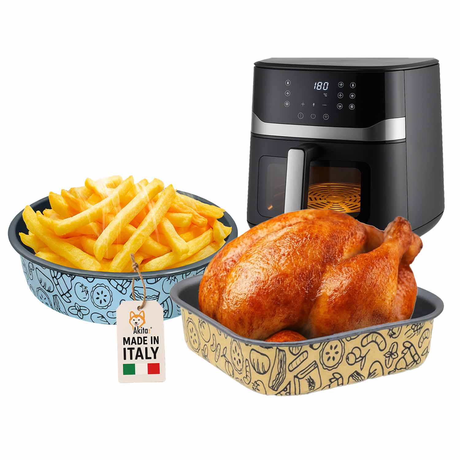 Set Teglie Airfryer Antiaderenti Quadrata 20,7 cm e Conica 22 cm foto 2