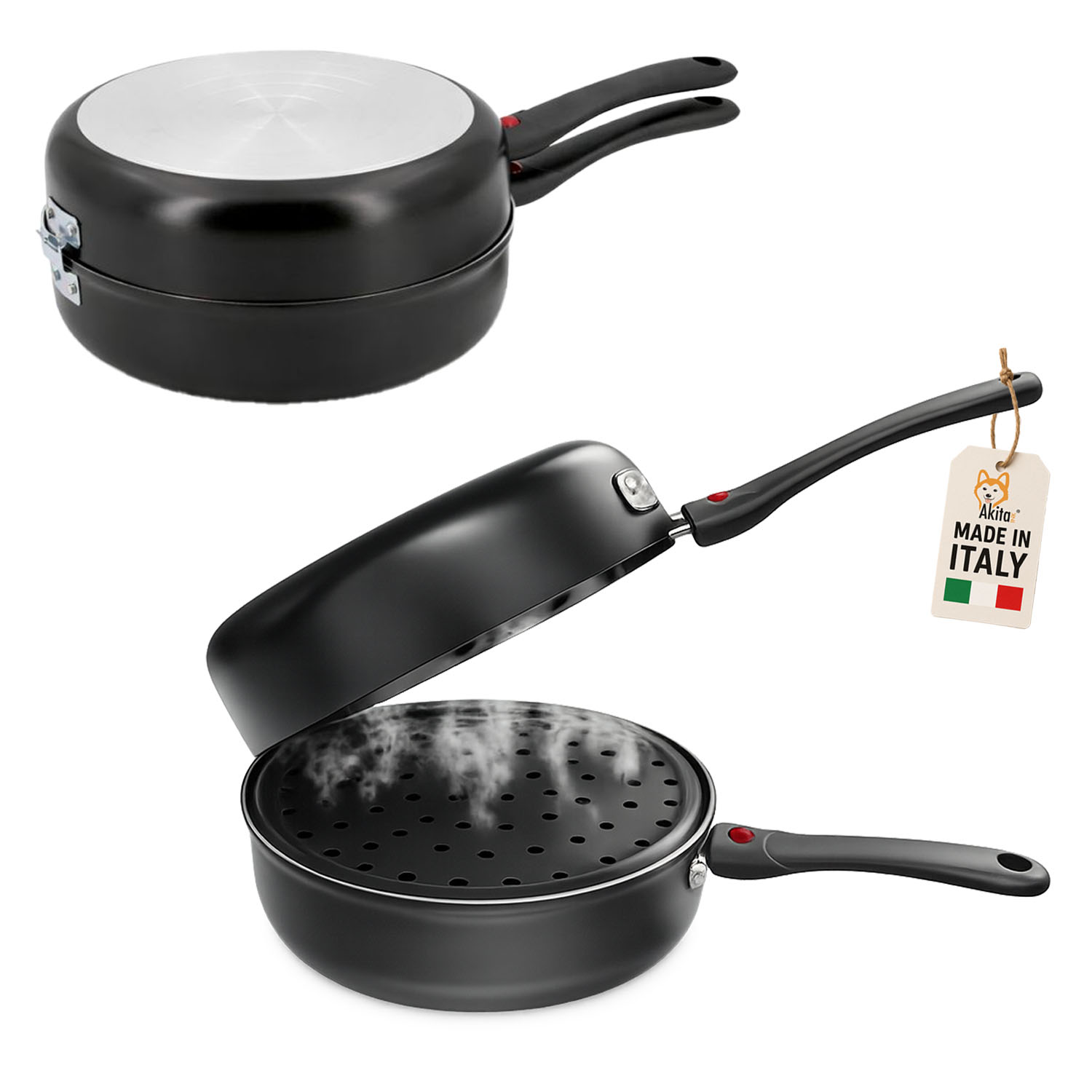 Fornetto con vaporiera 24 cm antiaderente multiuso.