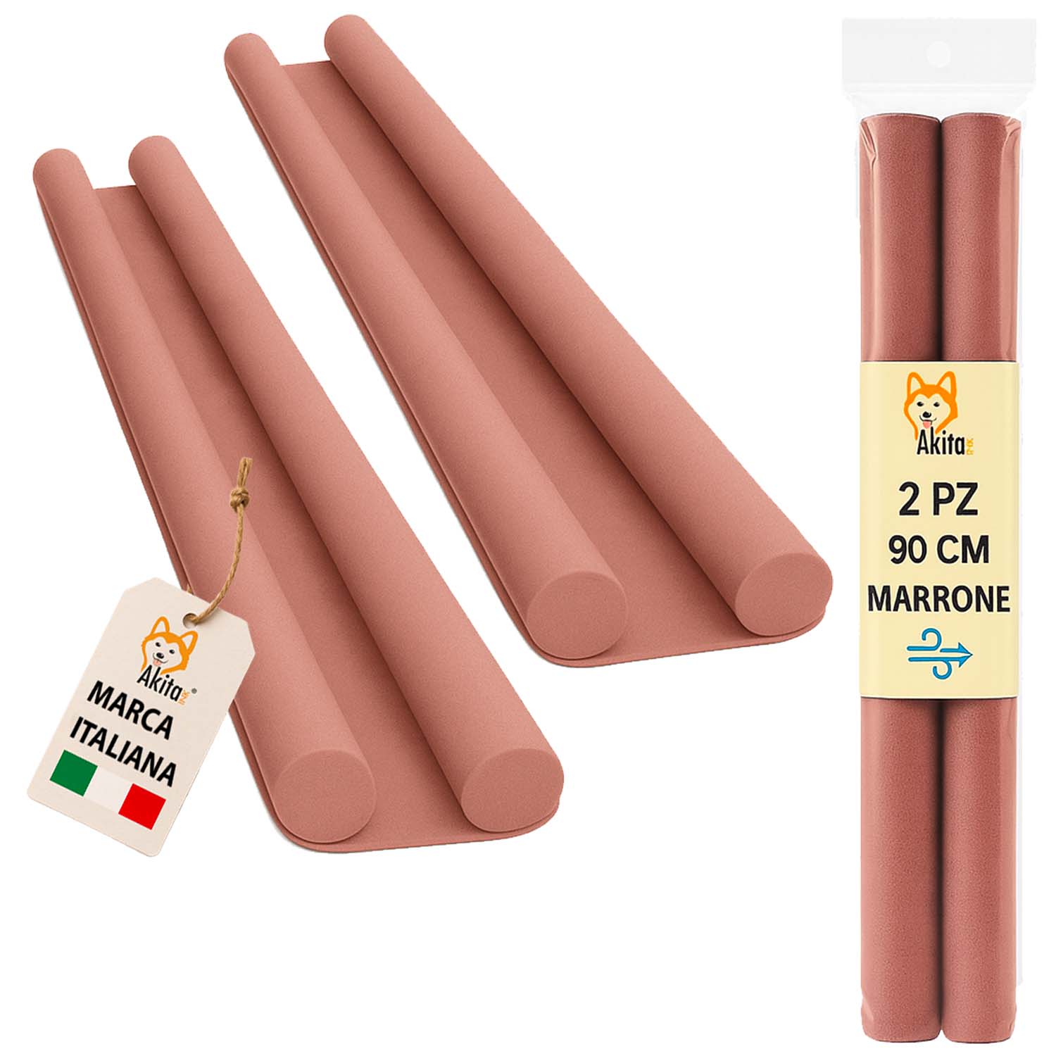 2 pz paraspifferi porta doppia guarnizione 90 cm marrone.