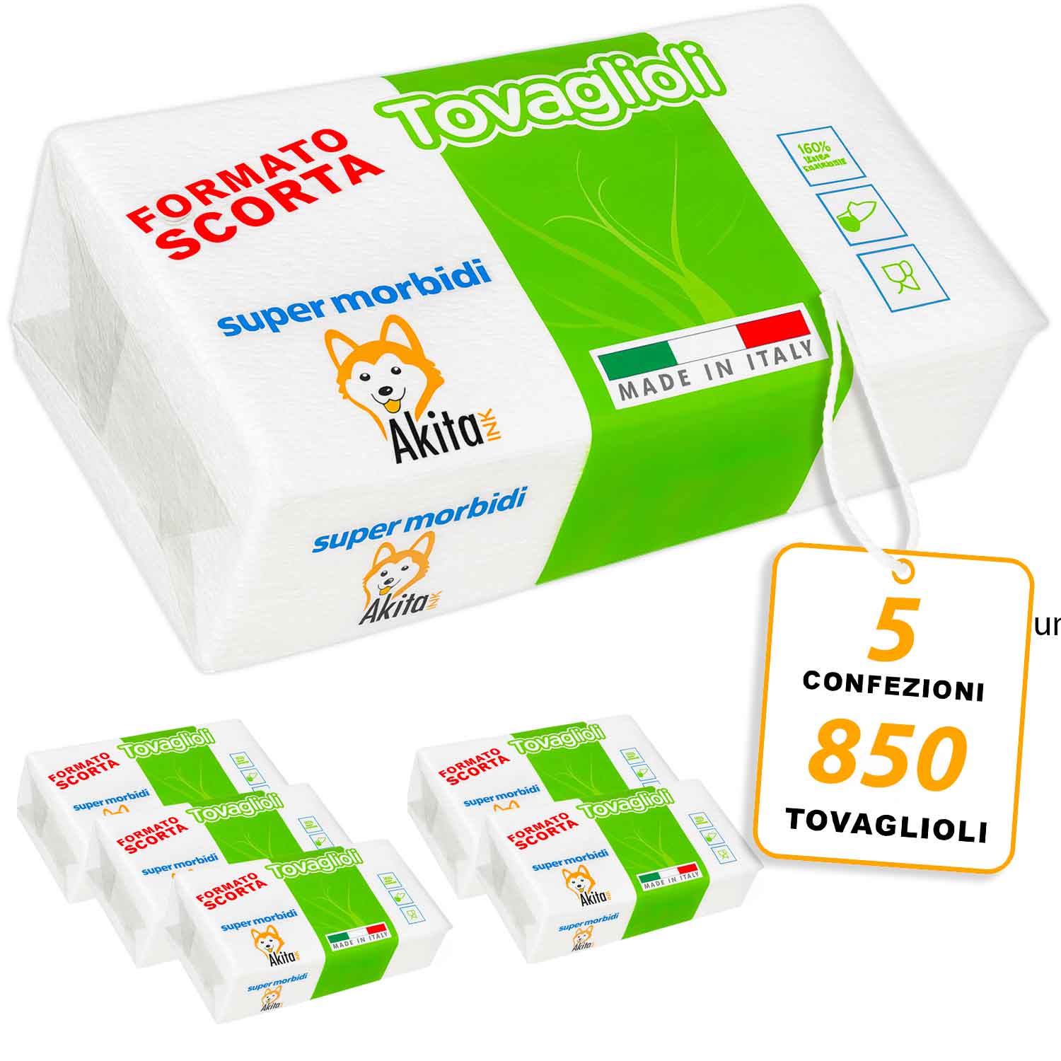 Tovaglioli monovelo akitaink 850 pz - 5x170.