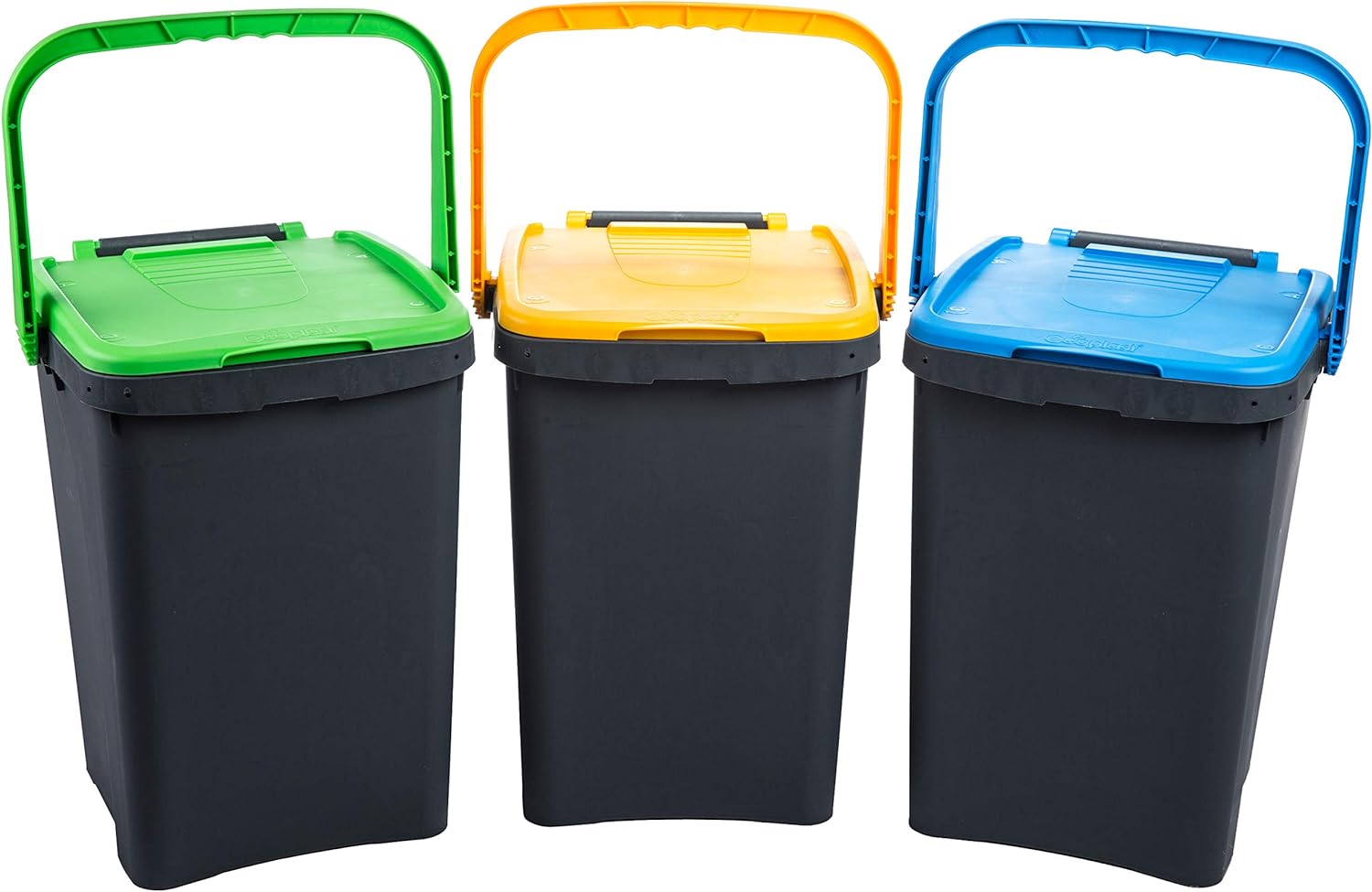 Ecoplast set 3 pattumiere ecoplus raccolta differenziata ecologiche 50 l ecp50.
