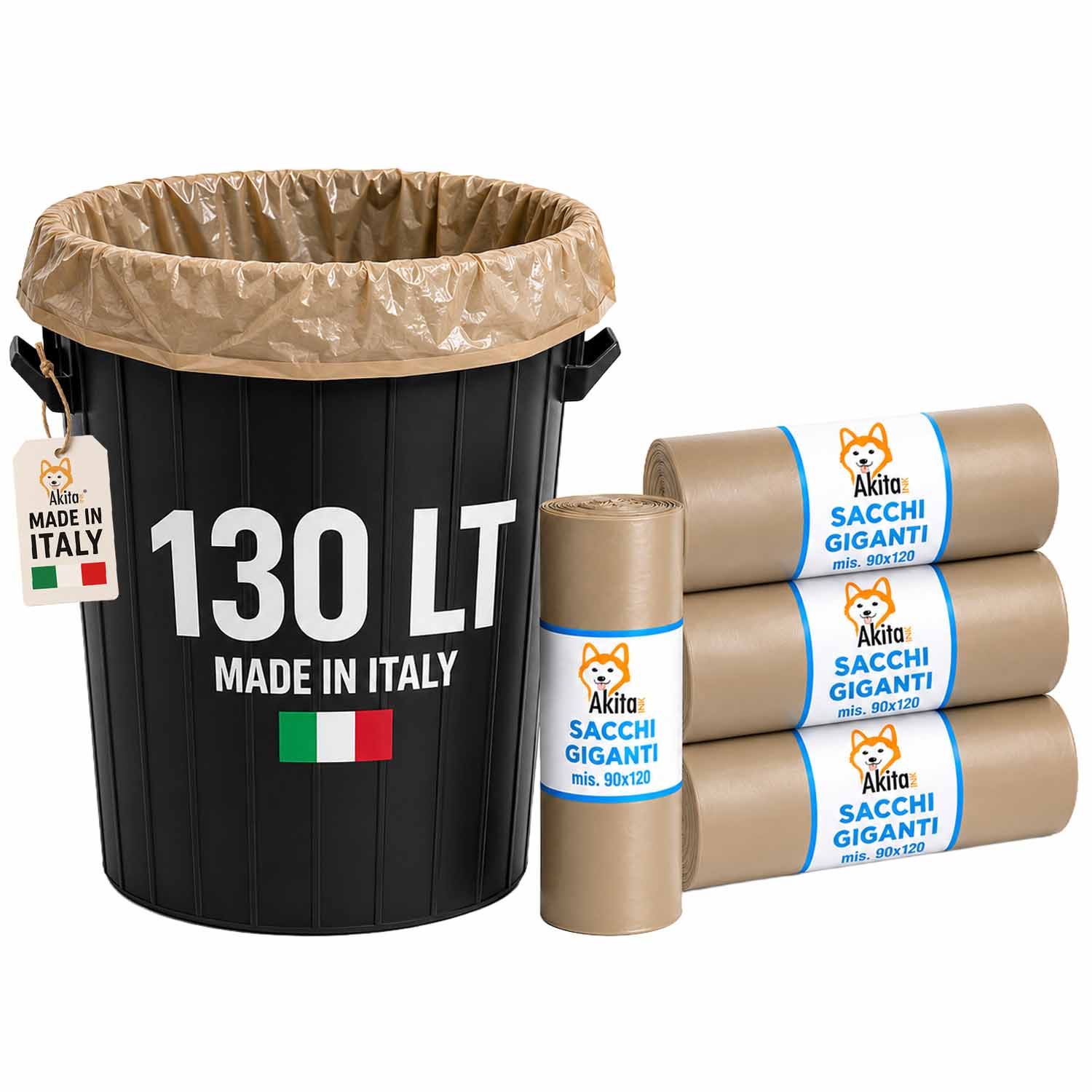 Akitaink Sacchi Spazzatura Grandi 90x120 Ambra - 40pz foto 2