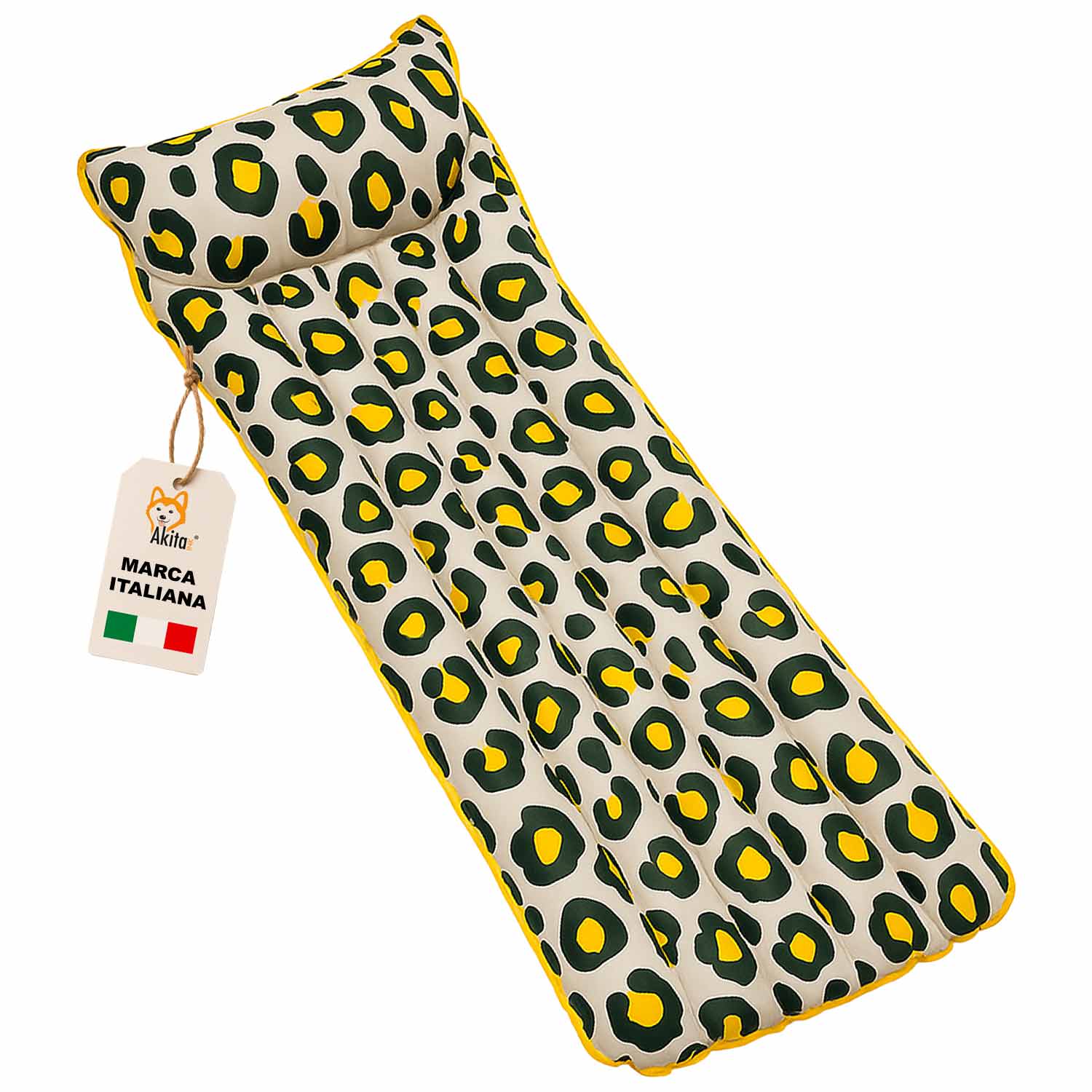 Materassino mare leopardato 5 tubi 183x69 cm gonfiabile foto 2