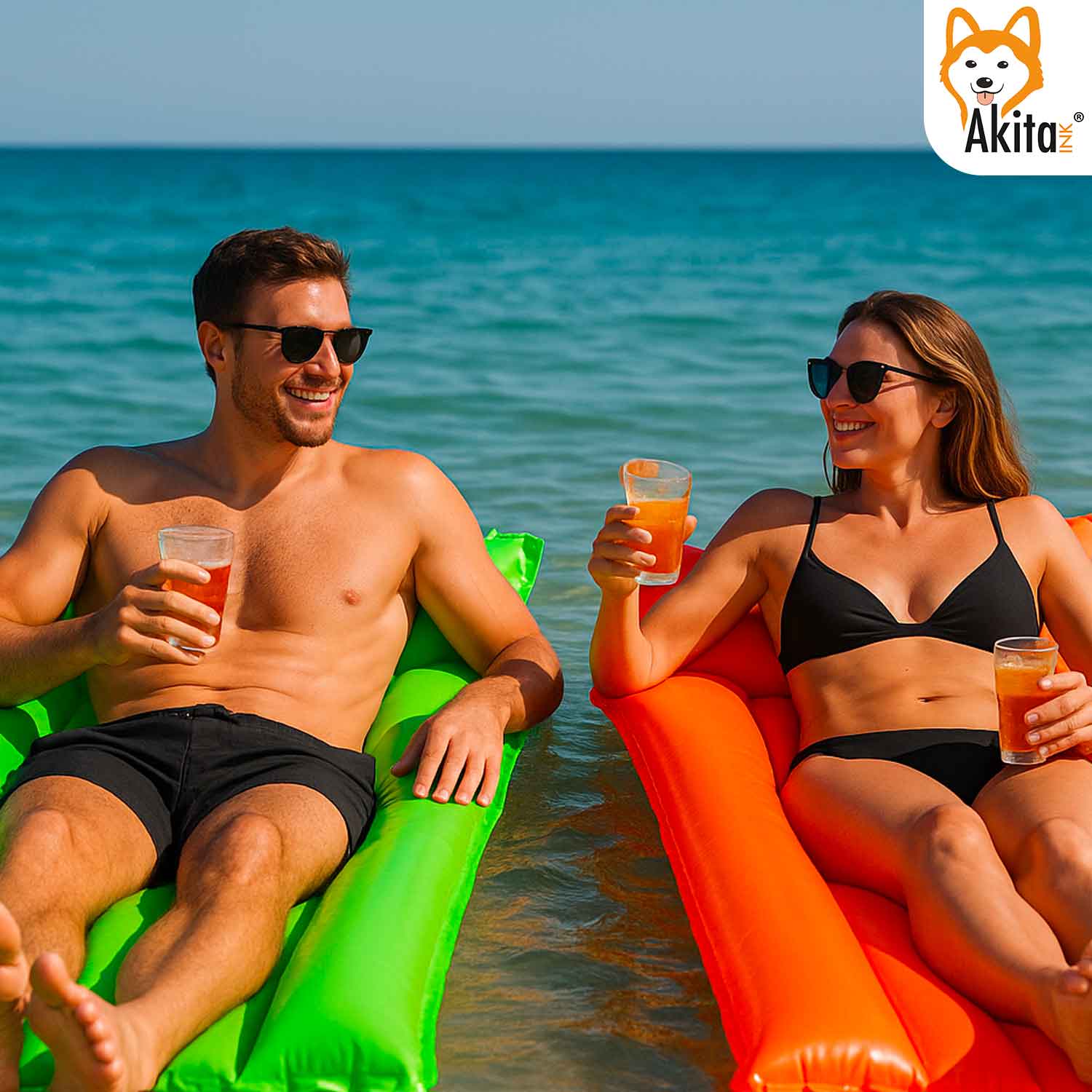 Materassino mare neon 4 tubi 188x89 vari colori con maniglie foto 6