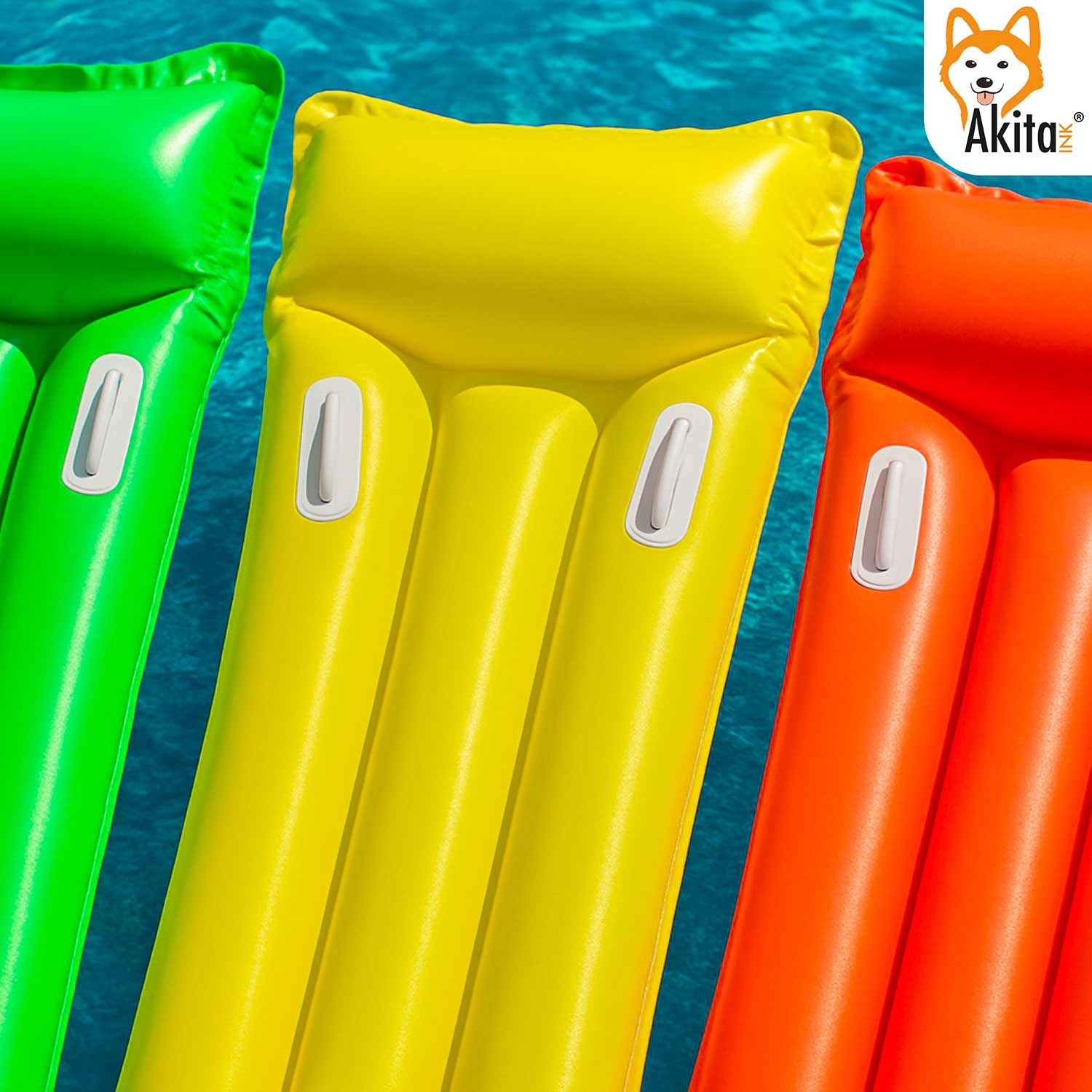 Materassino mare neon 4 tubi 188x89 vari colori con maniglie foto 5