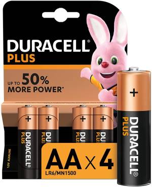 Duracell plus batterie stilo lr6 mn1500 aa alcaline 4pz