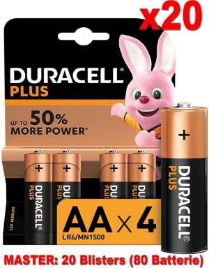 Duracell plus batterie stilo lr6 mn1500 aa alcaline 80pz