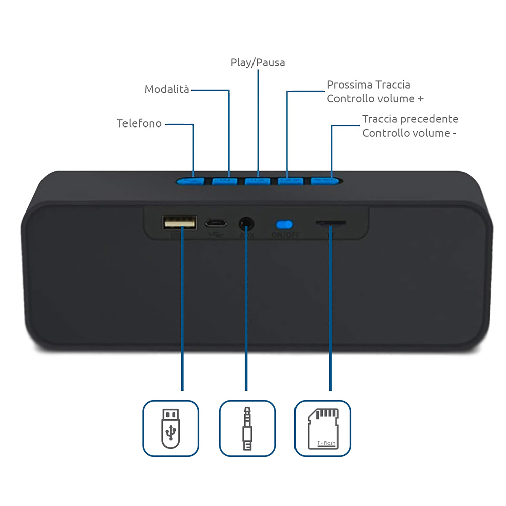 Altoparlante portatile con vivavoce Integrato speaker bluetooth, usb, sd, aux foto 4