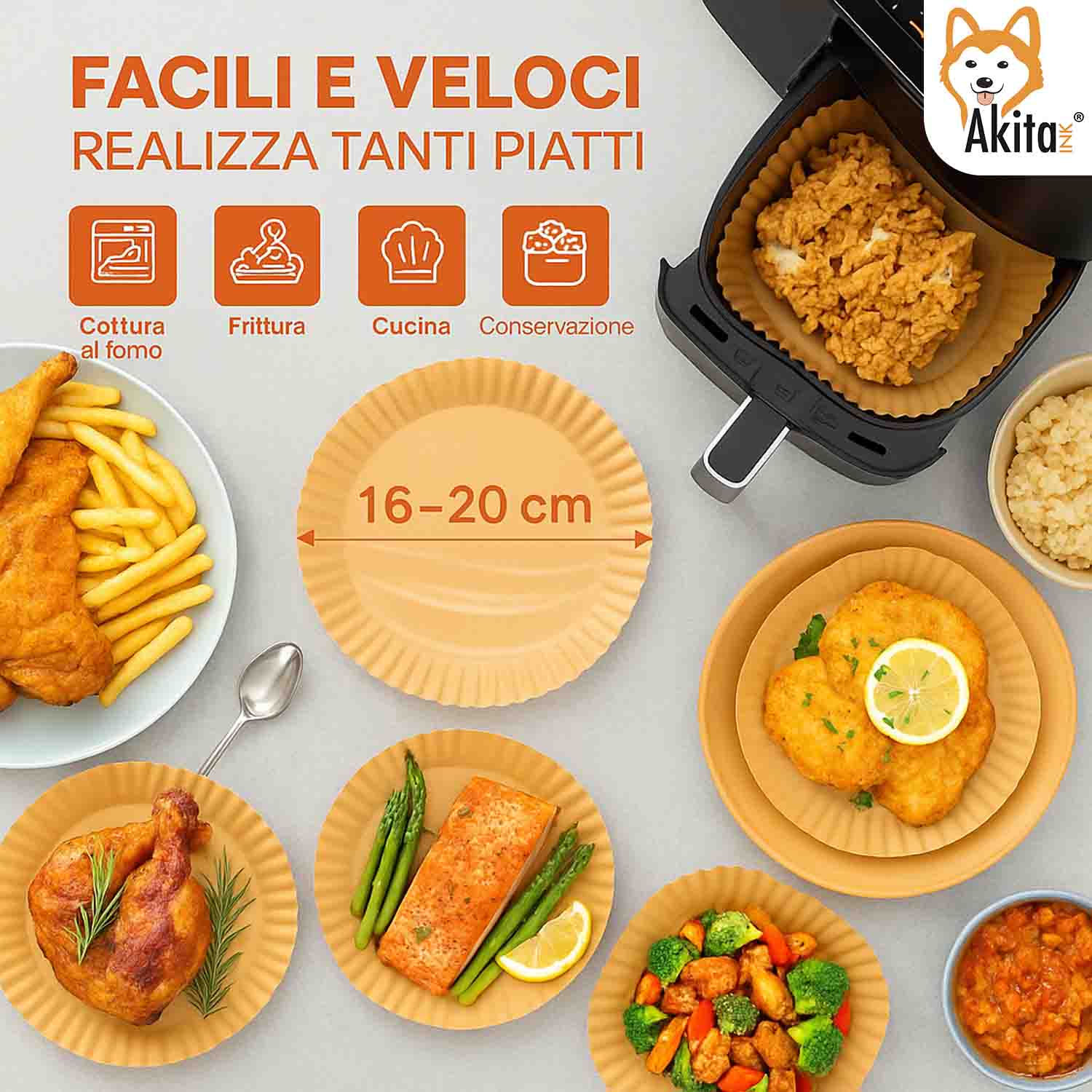 Carta Forno Friggitrice Aria 100 Fogli Antiaderenti 16-20cm foto 4