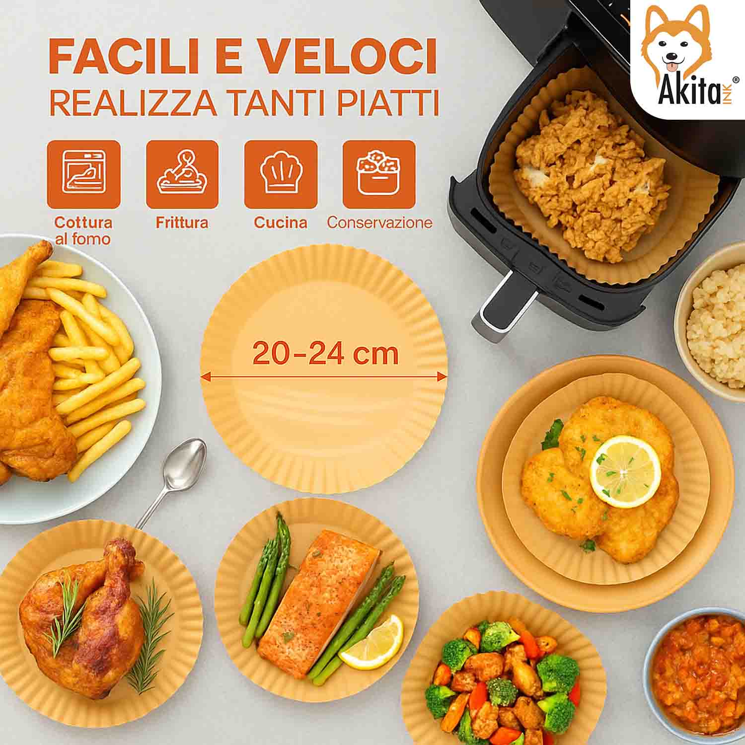 Carta Forno Friggitrice Aria 100 Fogli Antiaderenti 20-24cm foto 5