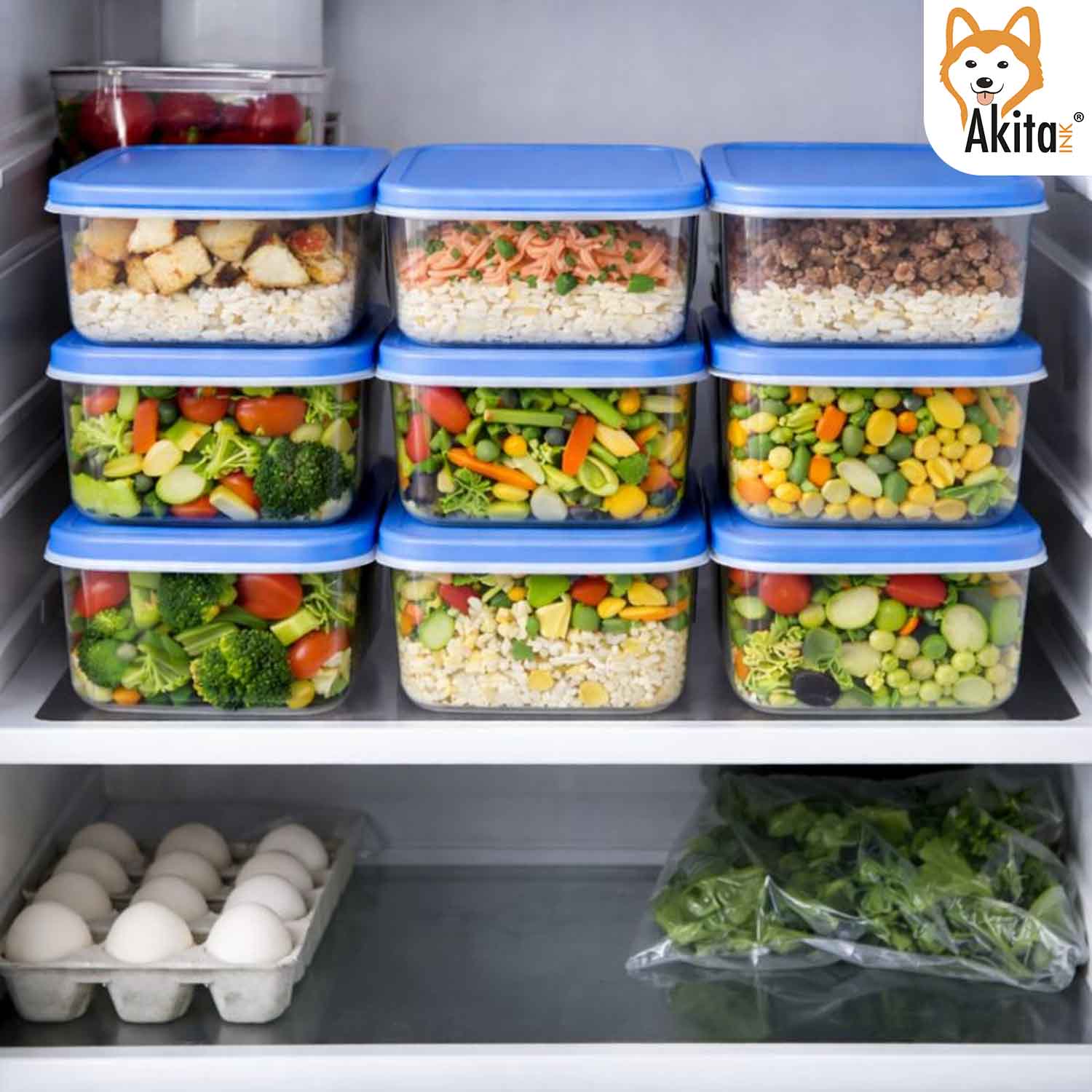 Set 12 Contenitori Rettangolari 650 ml con Coperchio Blu foto 6