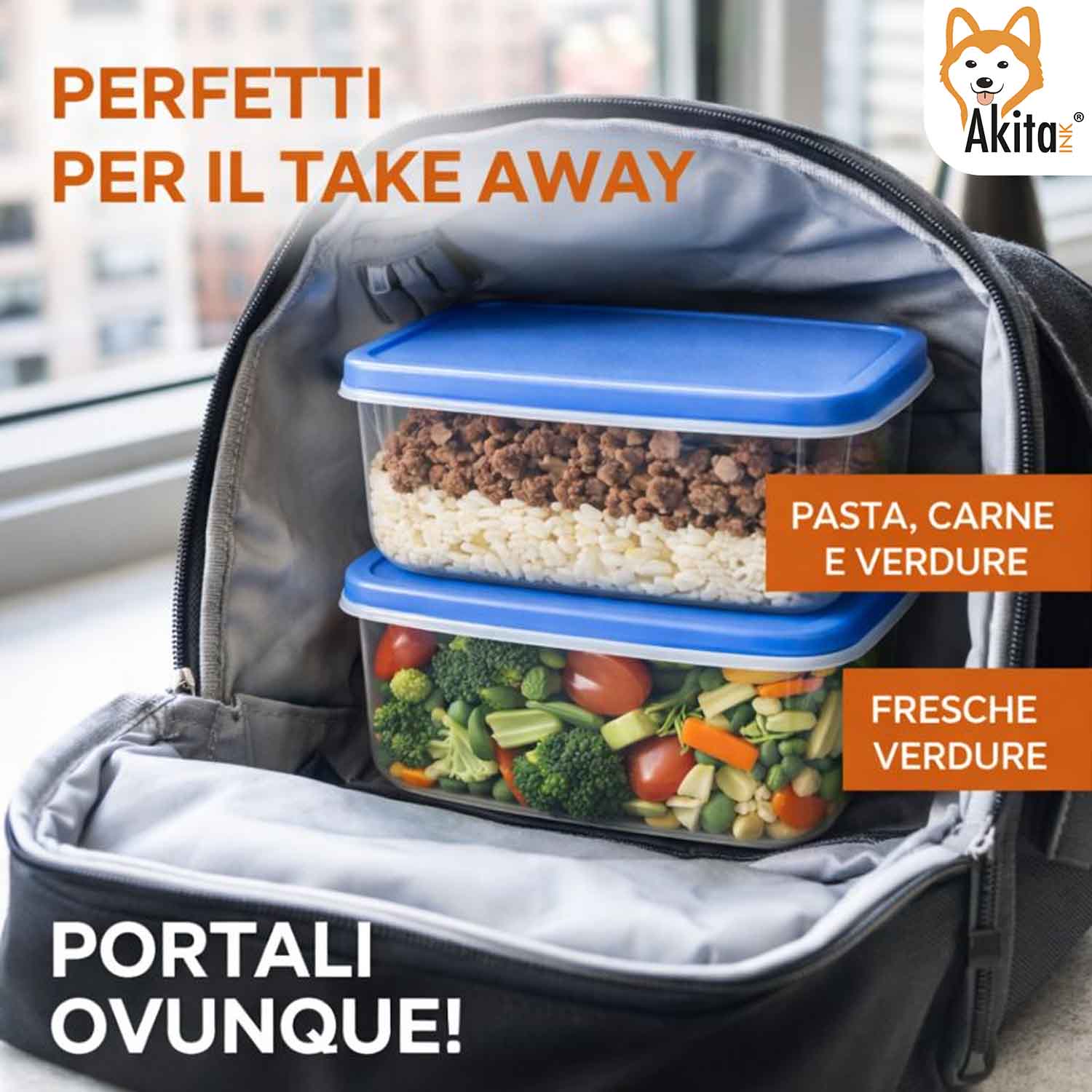 Set 12 Contenitori Rettangolari 650 ml con Coperchio Blu foto 4