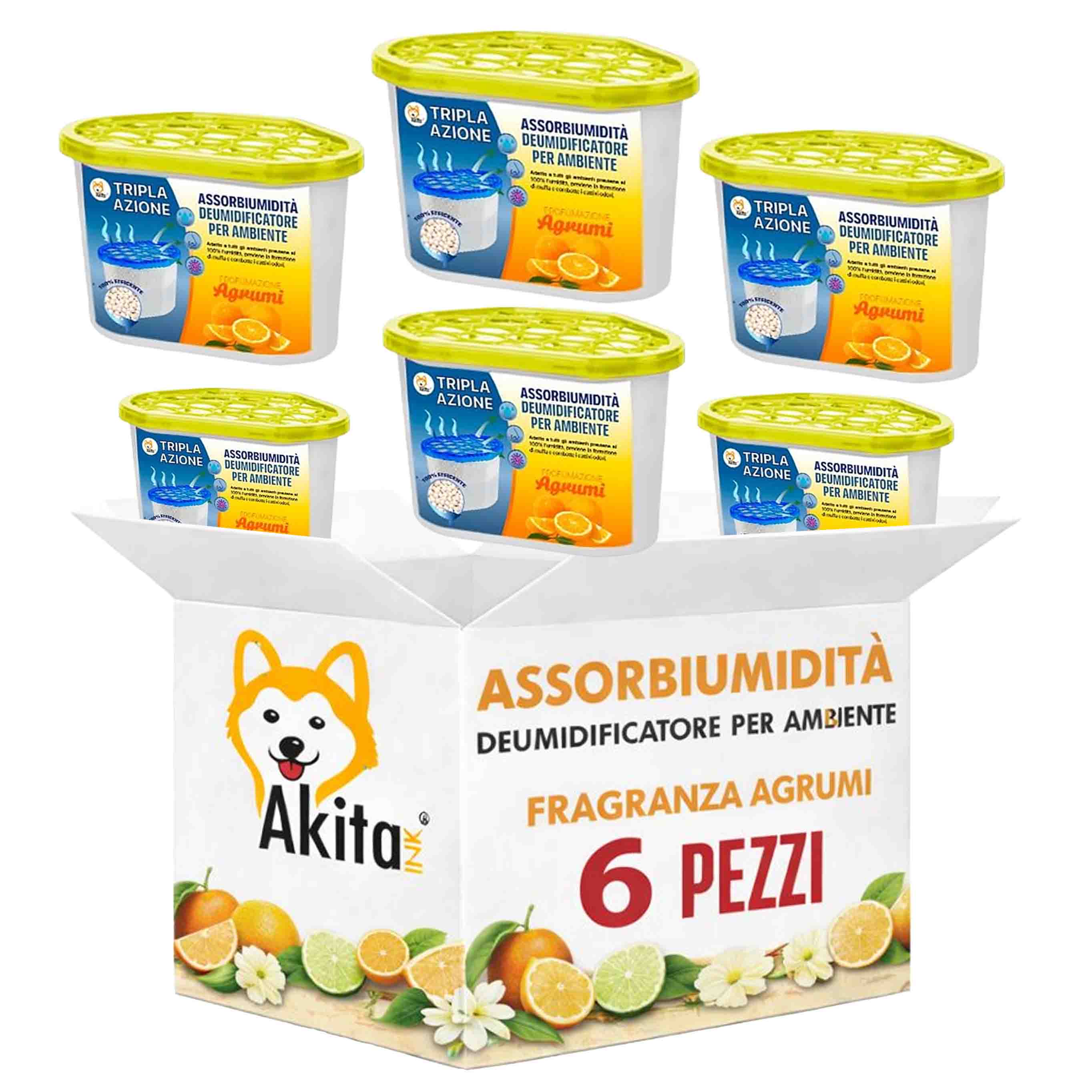 Set 6 Assorbiumidita' Deumidificatori Agrumi 500 ml foto 2