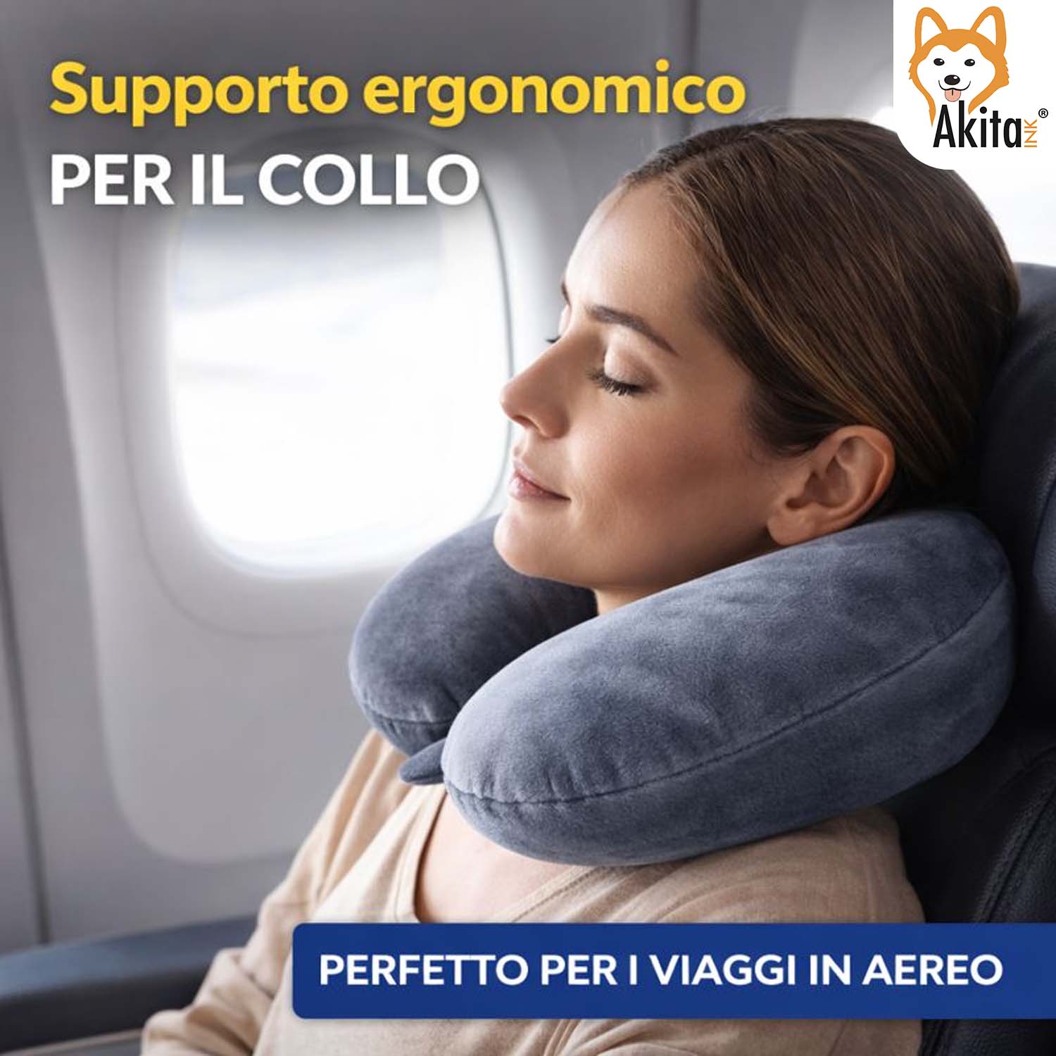 Cuscino da Viaggio in Memory Foam a U per Collo foto 3