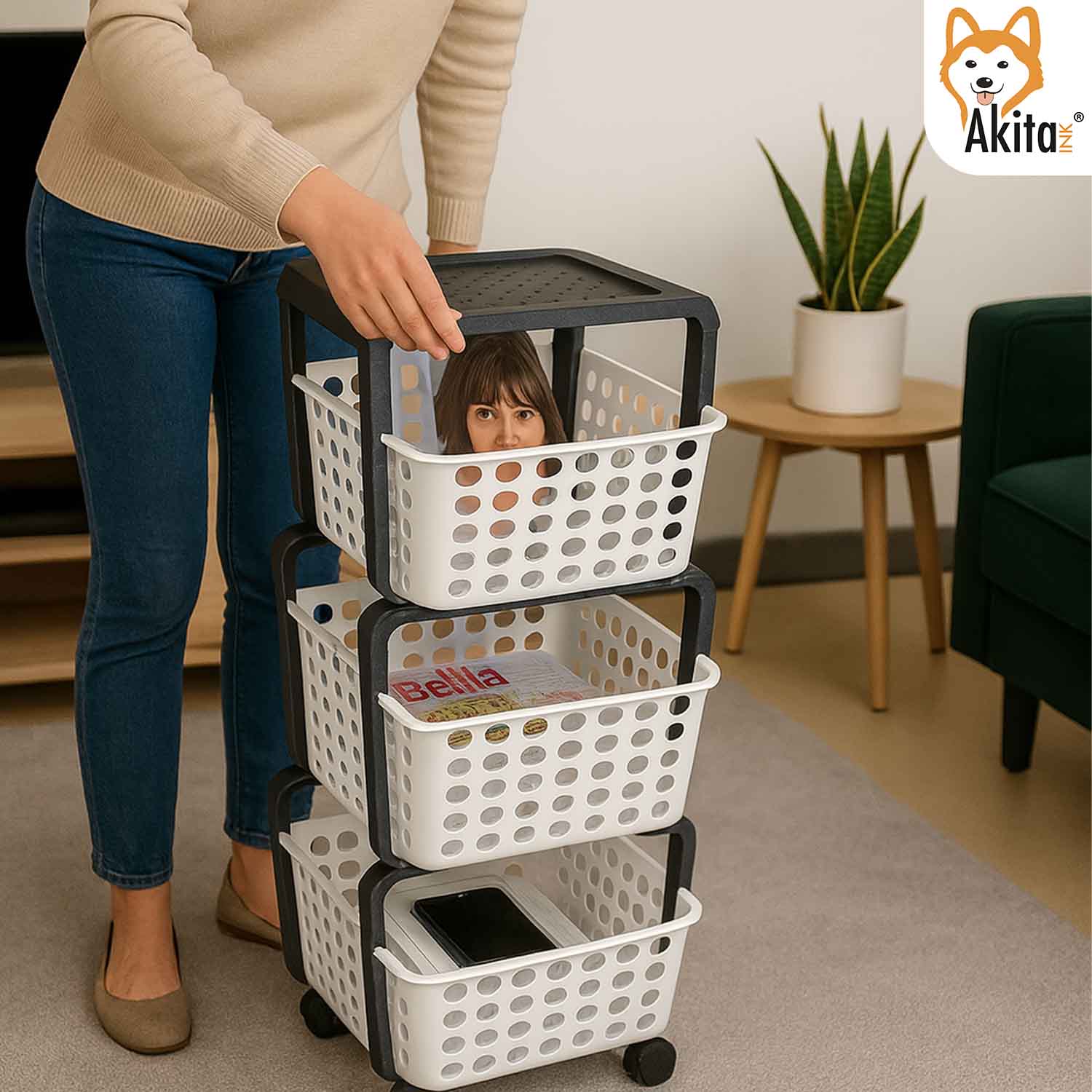 Carrello Portatutto 3 Ripiani Bianco con Ruote Salvaspazio foto 6