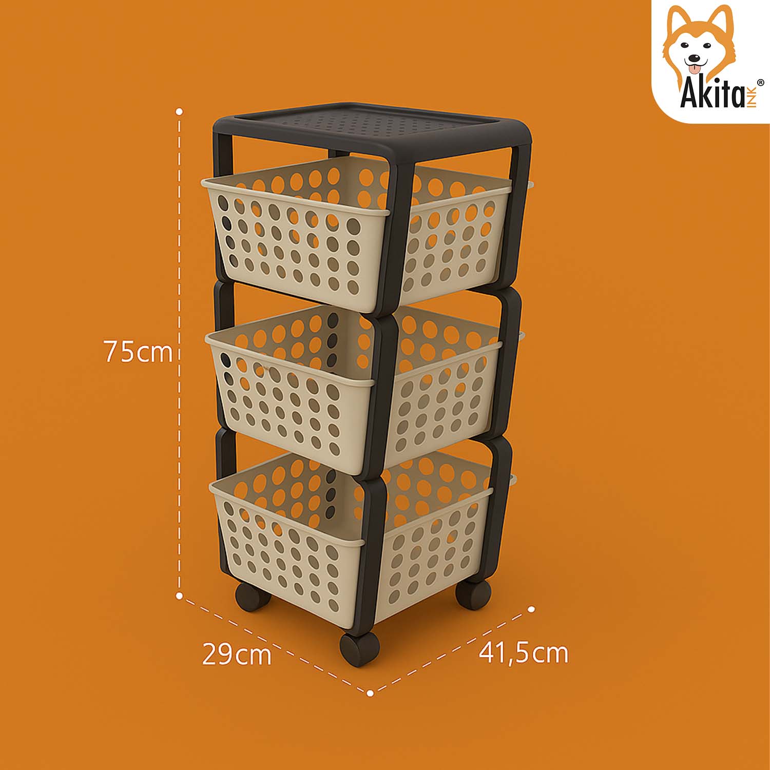 Carrello Portatutto 3 Ripiani Tortora con Ruote Salvaspazio foto 5