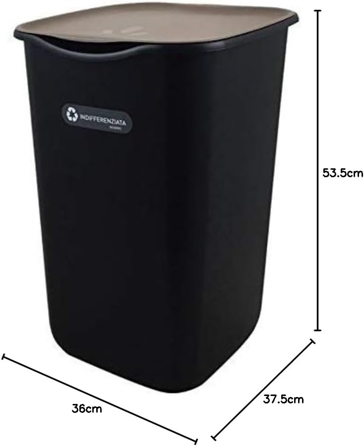 Pattumiera Riciclo Indifferenziata 50L - Nero e Grigio foto 3